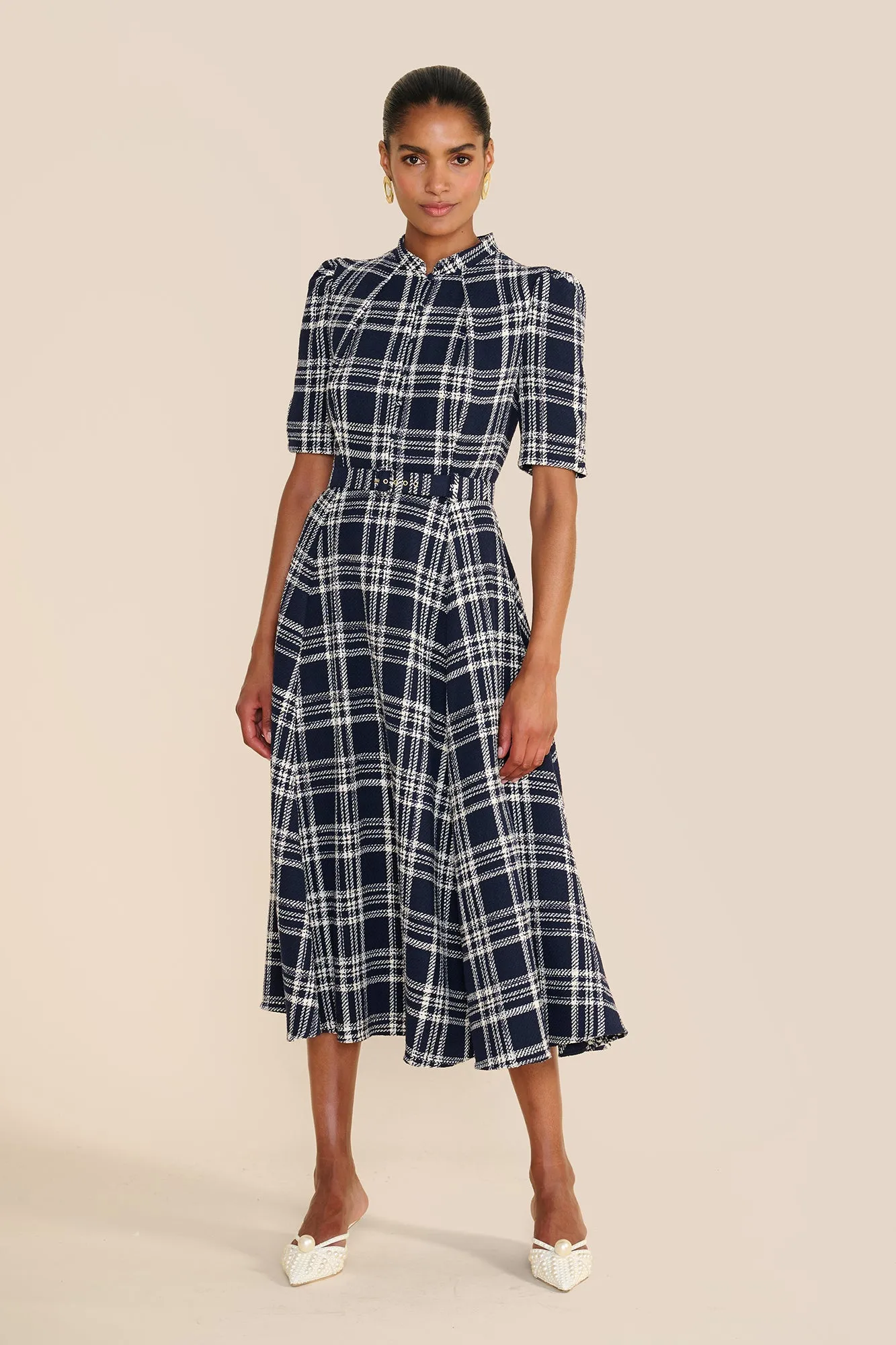 Ahana Navy & White Check Dress sold by Beulah