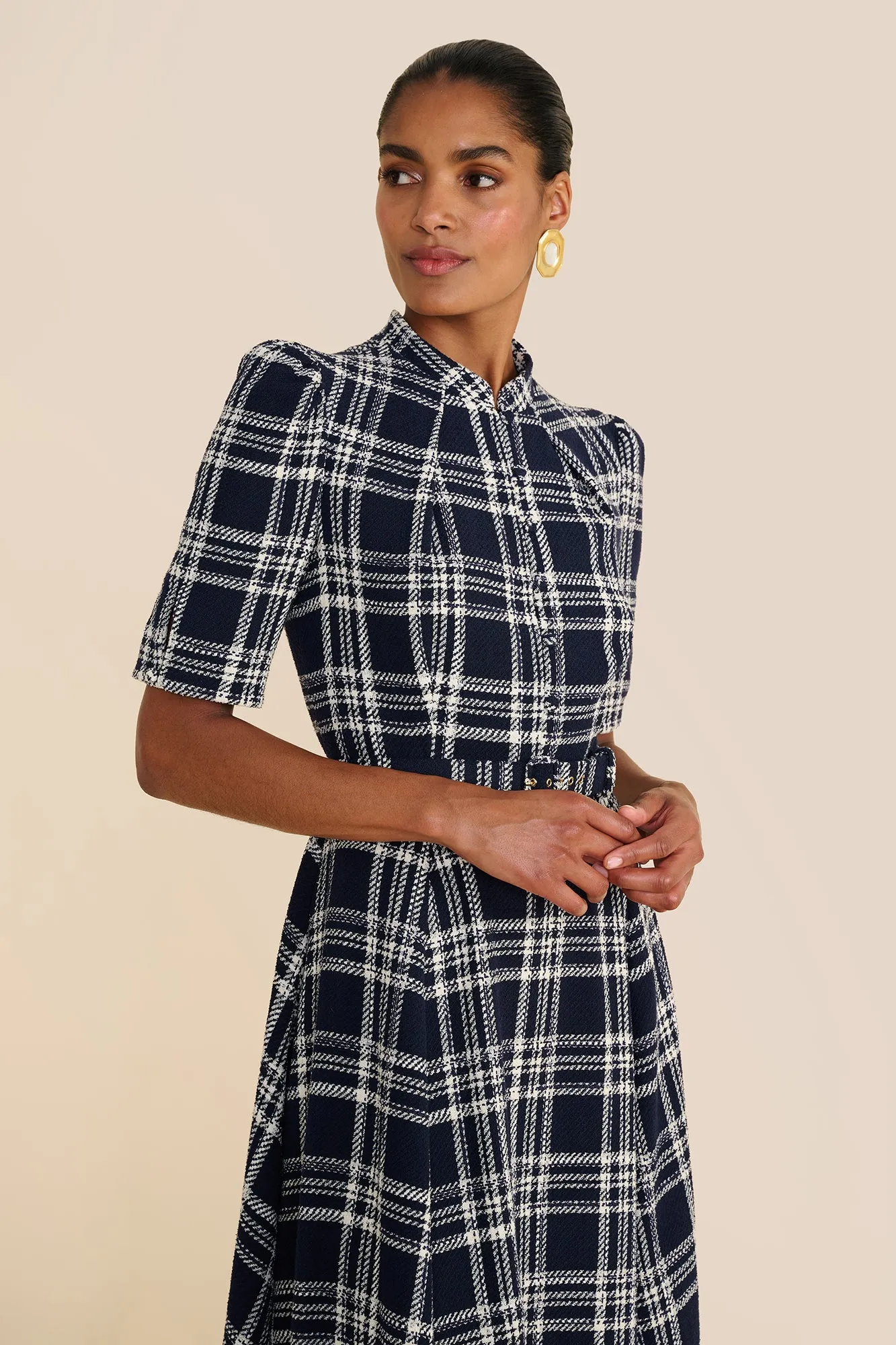 Ahana Navy & White Check Dress sold by Beulah product image thumbnail 3