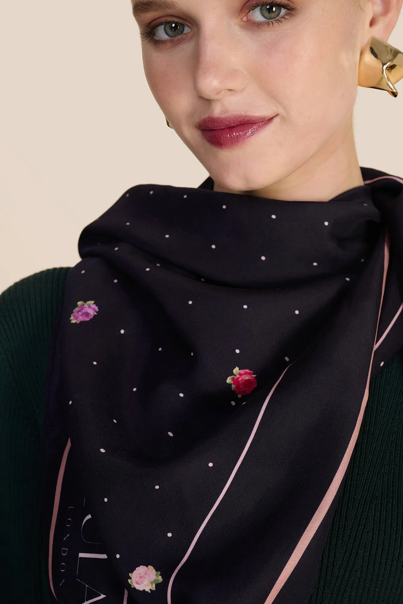 Polka Floral Navy Scarf sold by Beulah product image thumbnail 2