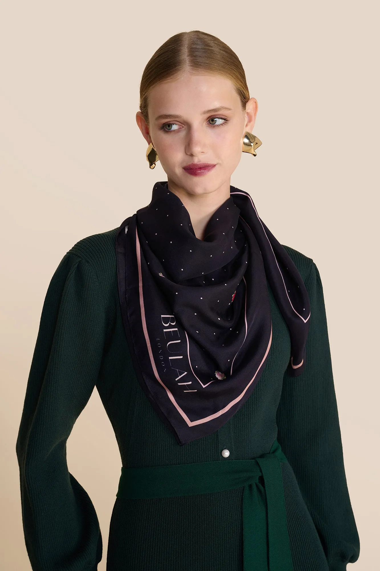 Polka Floral Navy Scarf sold by Beulah