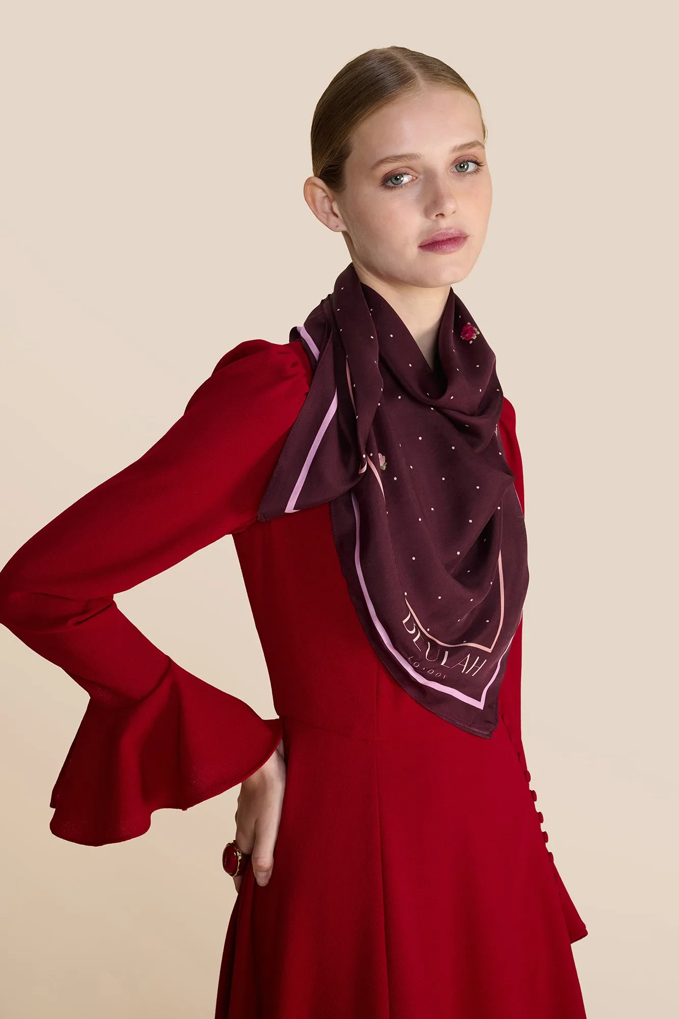 Polka Floral Plum Scarf sold by Beulah product image thumbnail 3