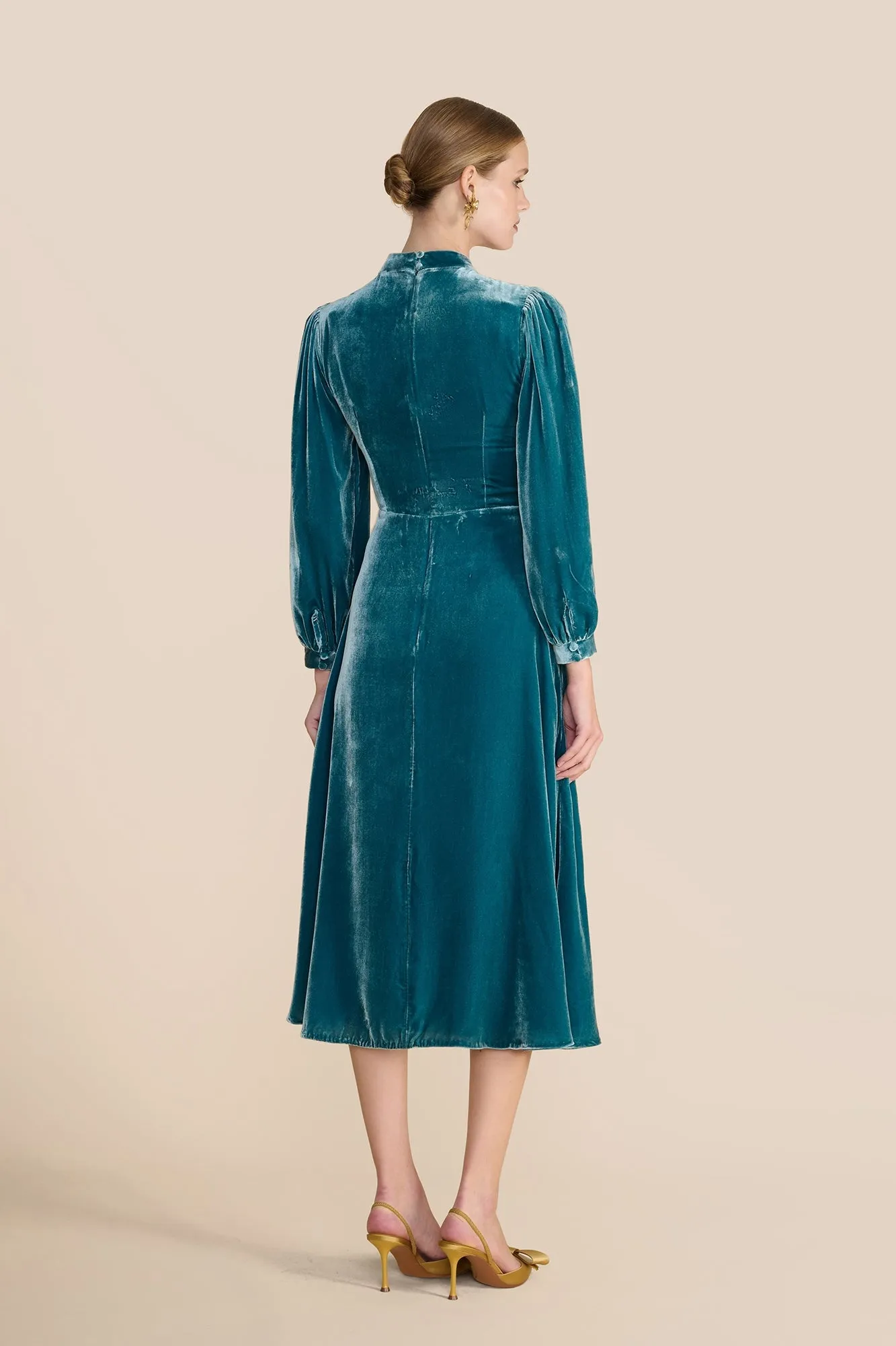 Sonia Teal Velvet Dress sold by Beulah product image thumbnail 5