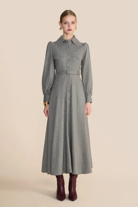 Isadora Grey Herringbone Dress sold by Beulah