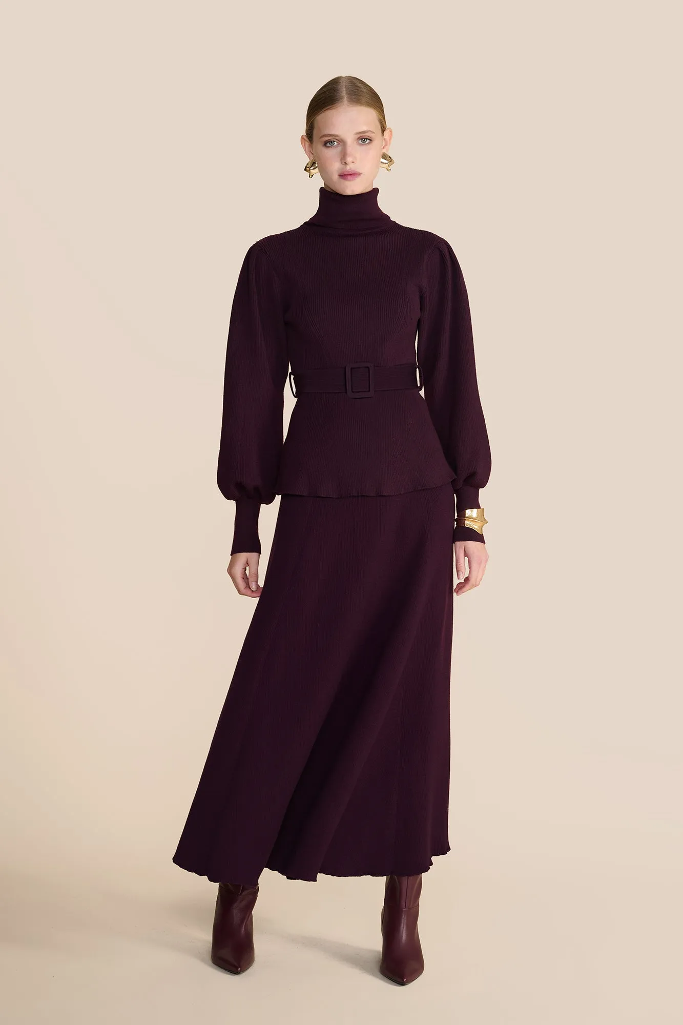 Eliza Knit Skirt Plum sold by Beulah product image thumbnail 3