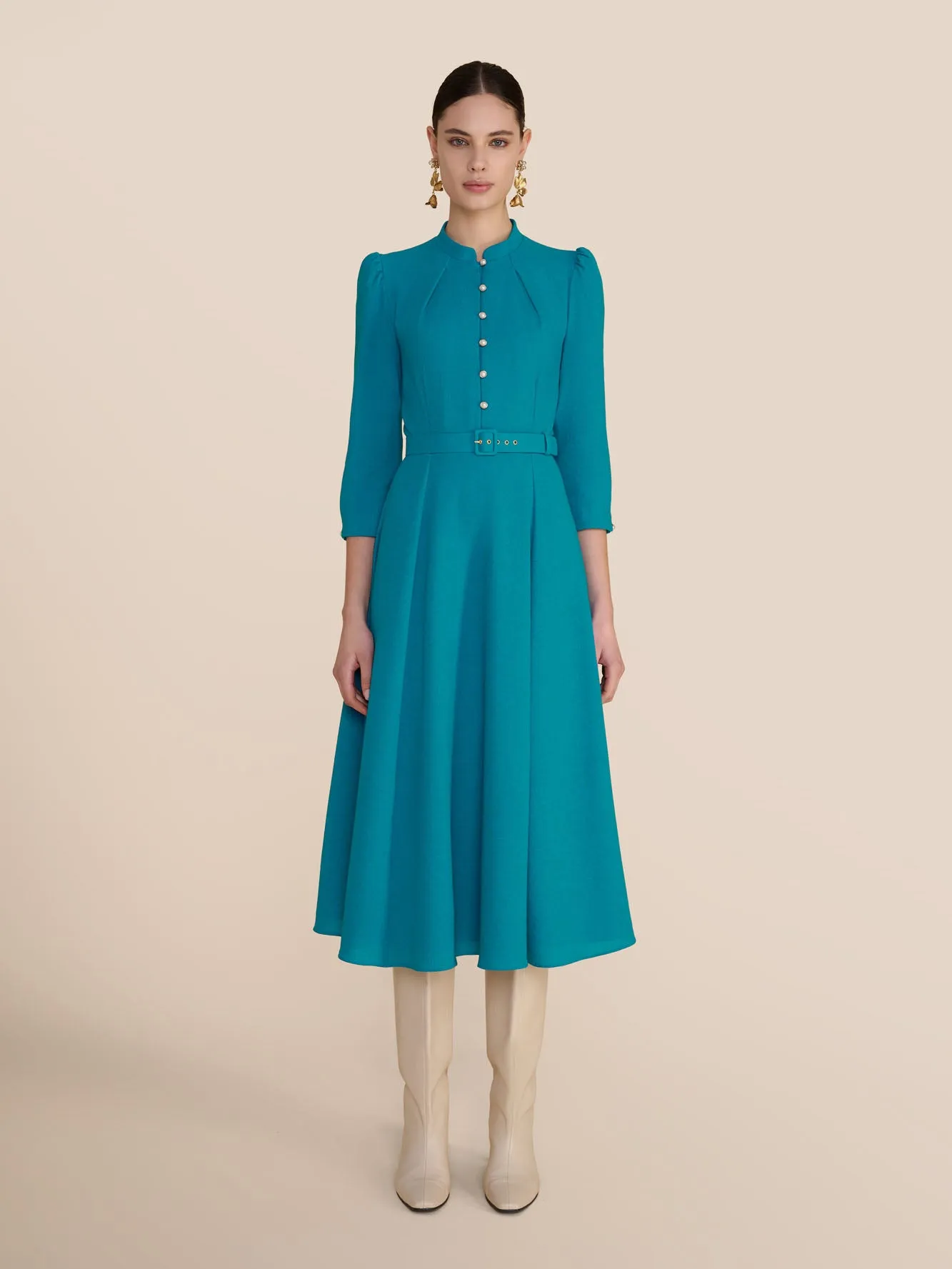 Ahana Mid Sleeve Azure Dress sold by Beulah