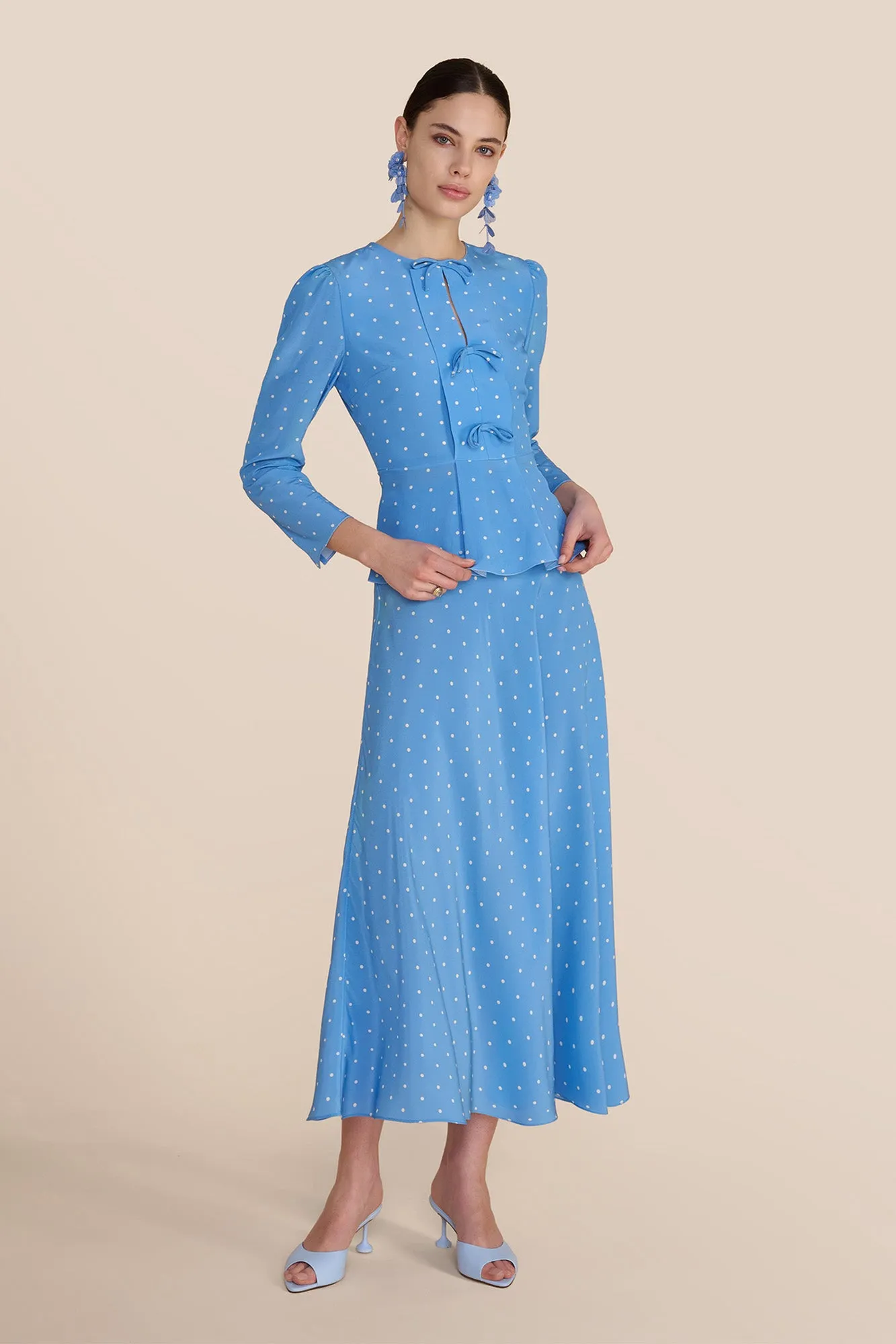 Arabella Cornflower Polka Dot Skirt sold by Beulah product image thumbnail 2