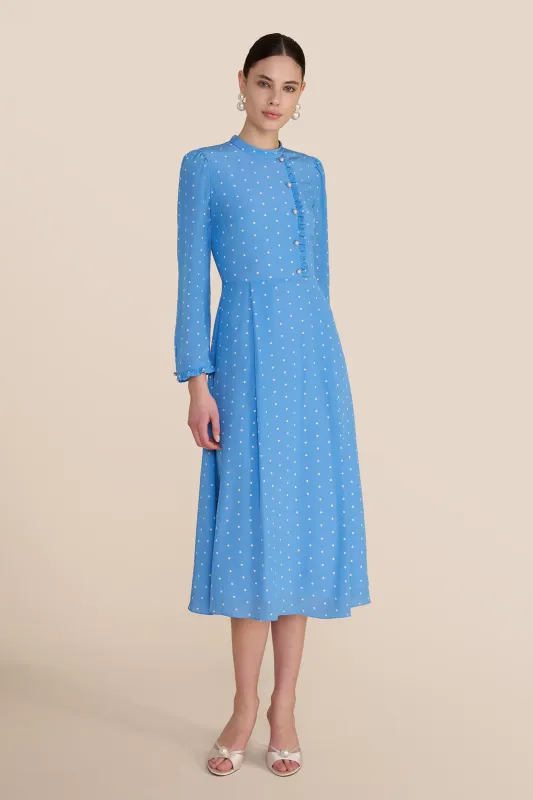 Christina Cornflower Polka Dot Dress made by Beulah