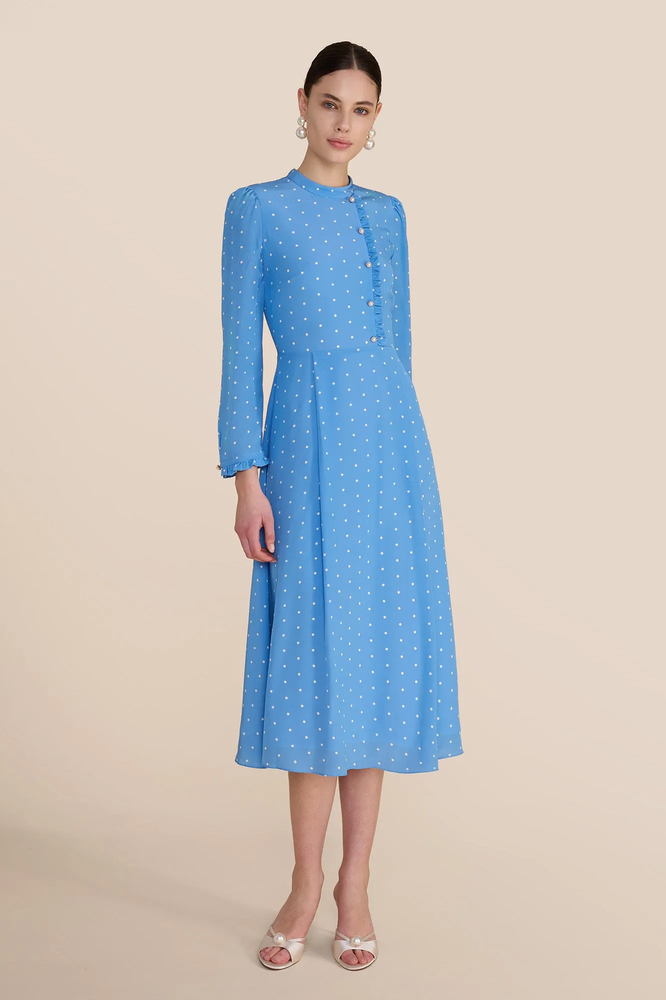 Christina Cornflower Polka Dot Dress sold by Beulah