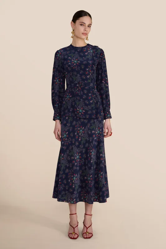 Arabella Navy Heart Skirt sold by Beulah