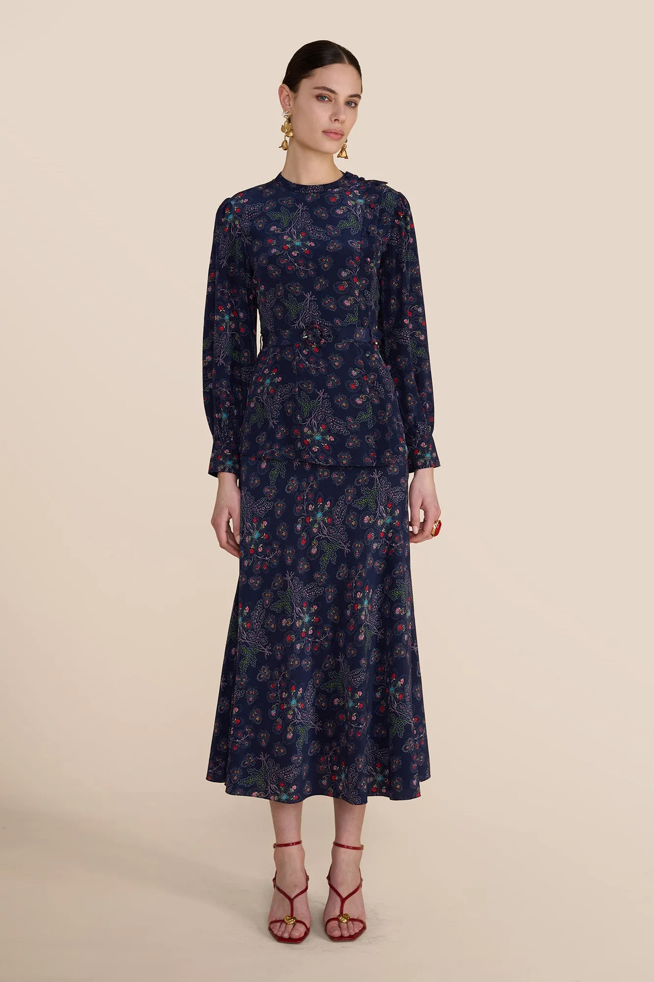 Arabella Navy Heart Skirt sold by Beulah