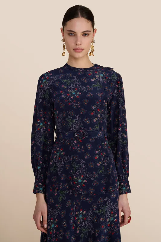 Andrea Navy Heart Blouse sold by Beulah