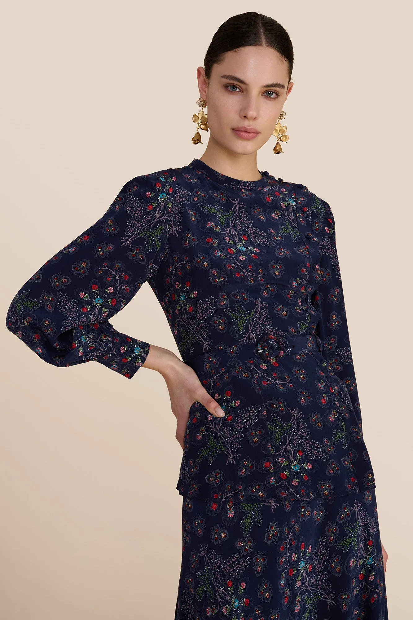 Andrea Navy Heart Blouse sold by Beulah product image thumbnail 3