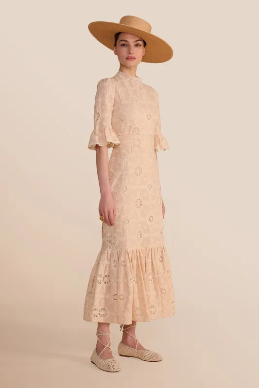 Aster Mocha Embroidered Dress made by Beulah
