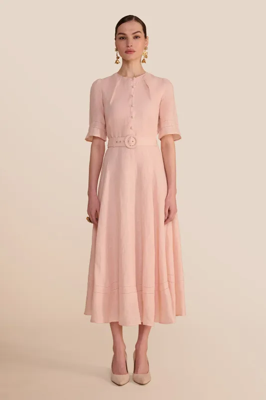 Aybra Linen Blush Dress made by Beulah