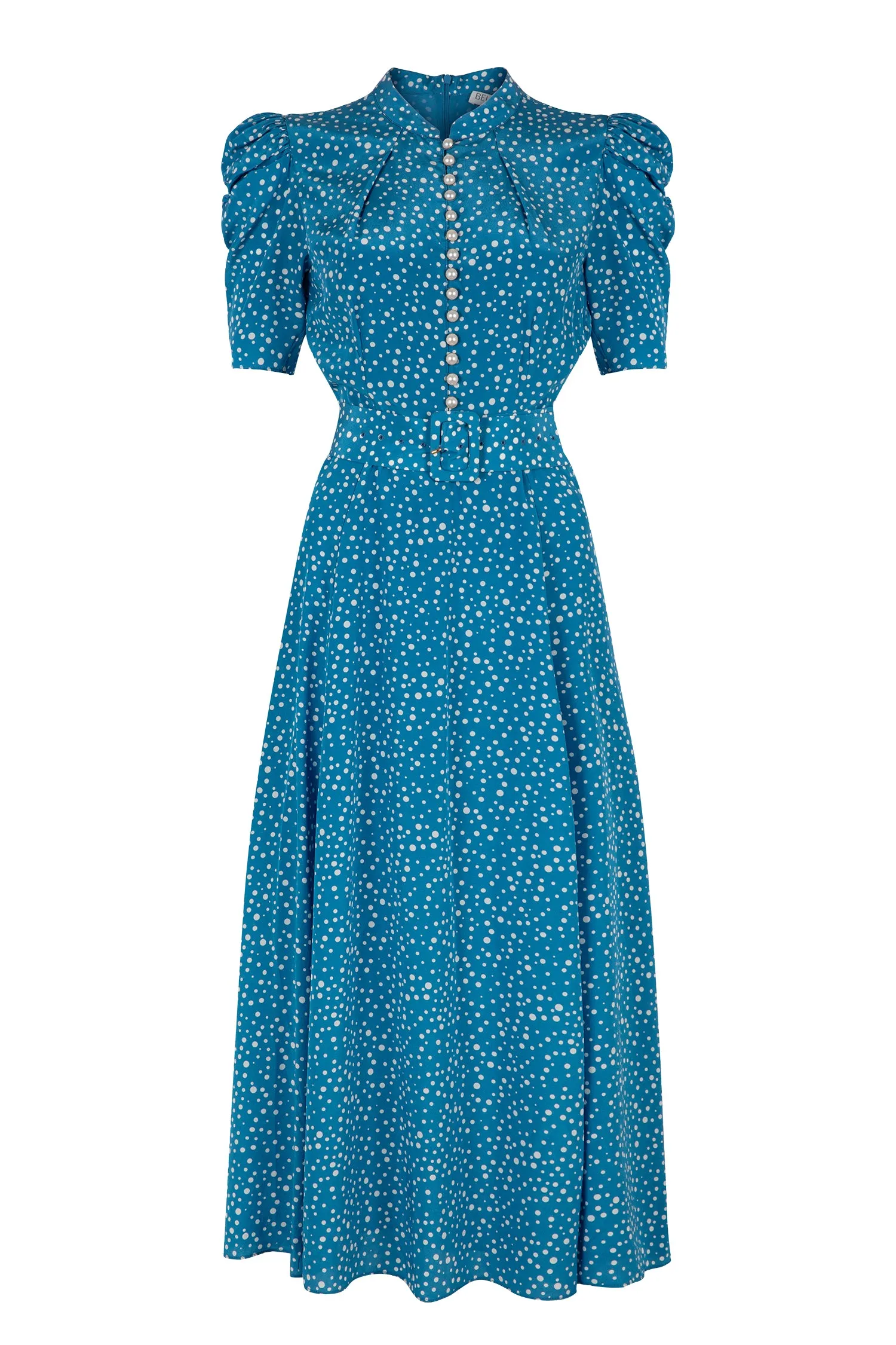 Ahana Bright Blue Polka Dress sold by Beulah