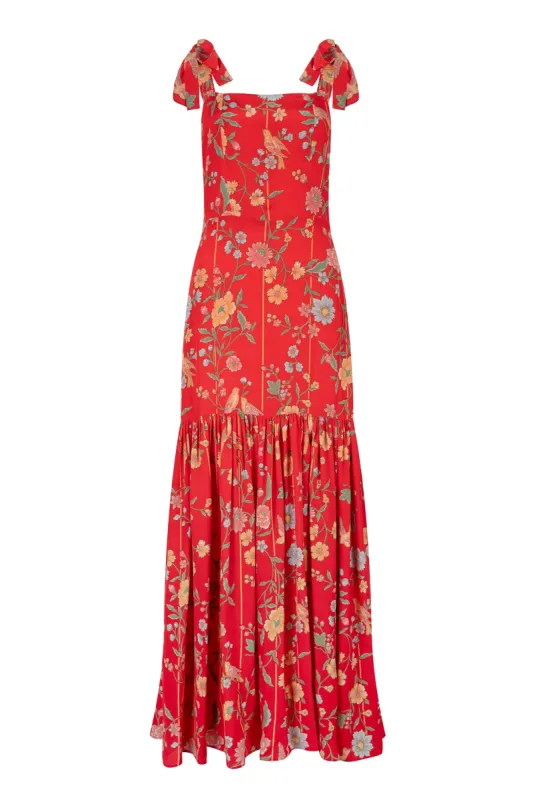 Thea Bamboo & Birds Red Dress sold by Beulah