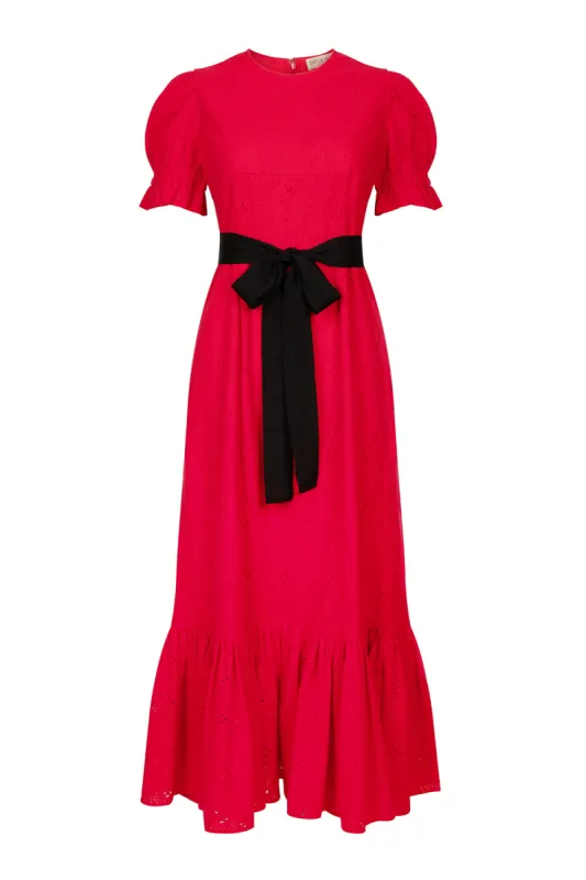 Dorothy Red Broderie Dress sold by Beulah