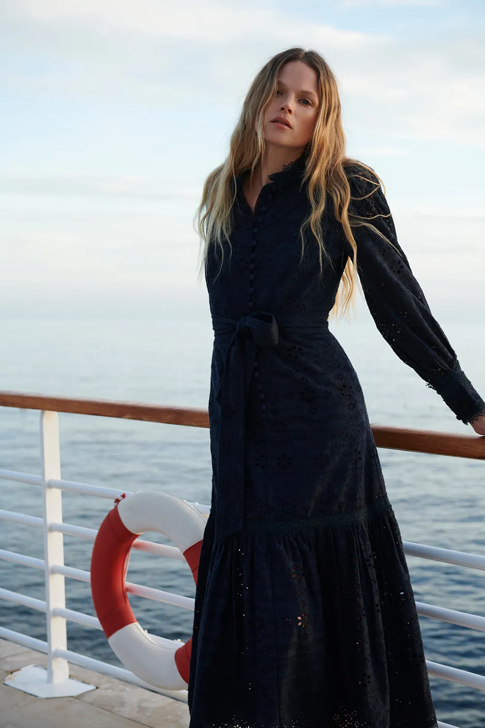 Celeste Navy Broderie Dress sold by Beulah product image thumbnail 3