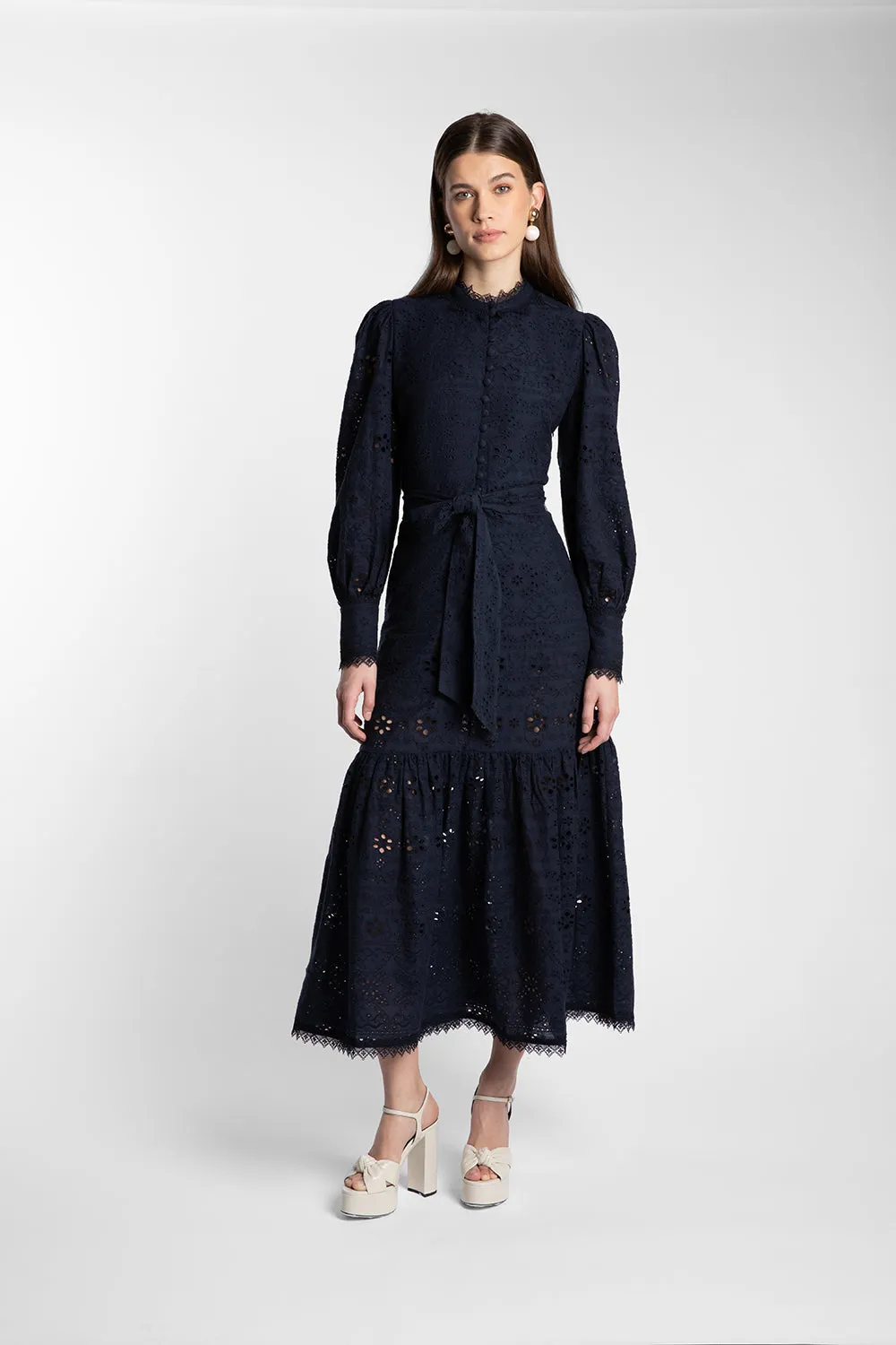 Celeste Navy Broderie Dress sold by Beulah product image thumbnail 5