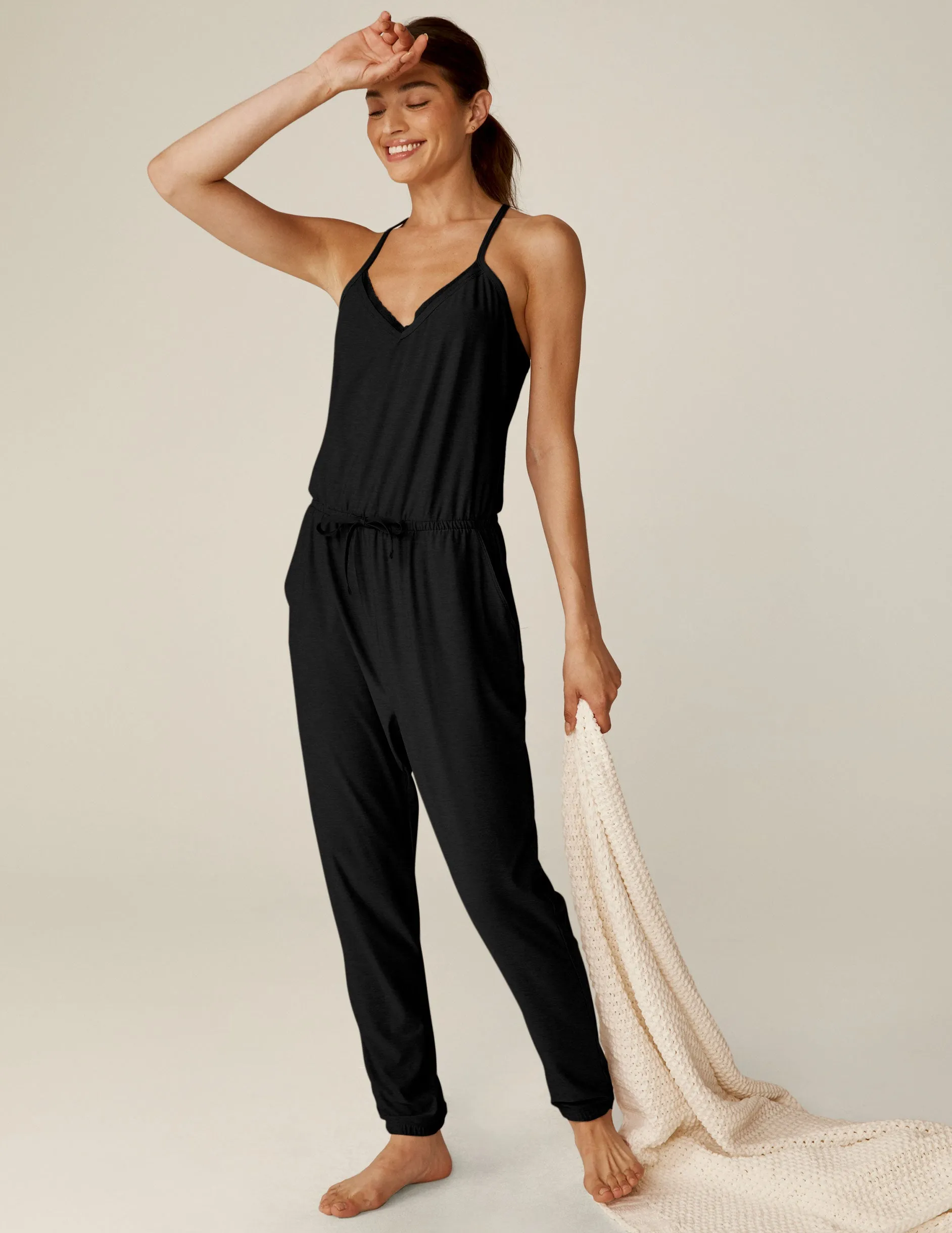 Featherweight Dream Lace Racerback Jumpsuit sold by Beyond Yoga