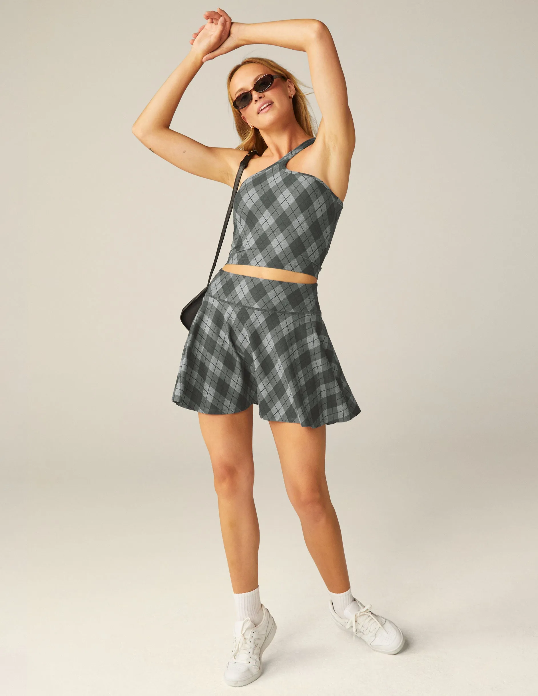 Gray Beyond Argyle SoftMark One Up Cropped Tank sold by Beyond Yoga product image thumbnail 2