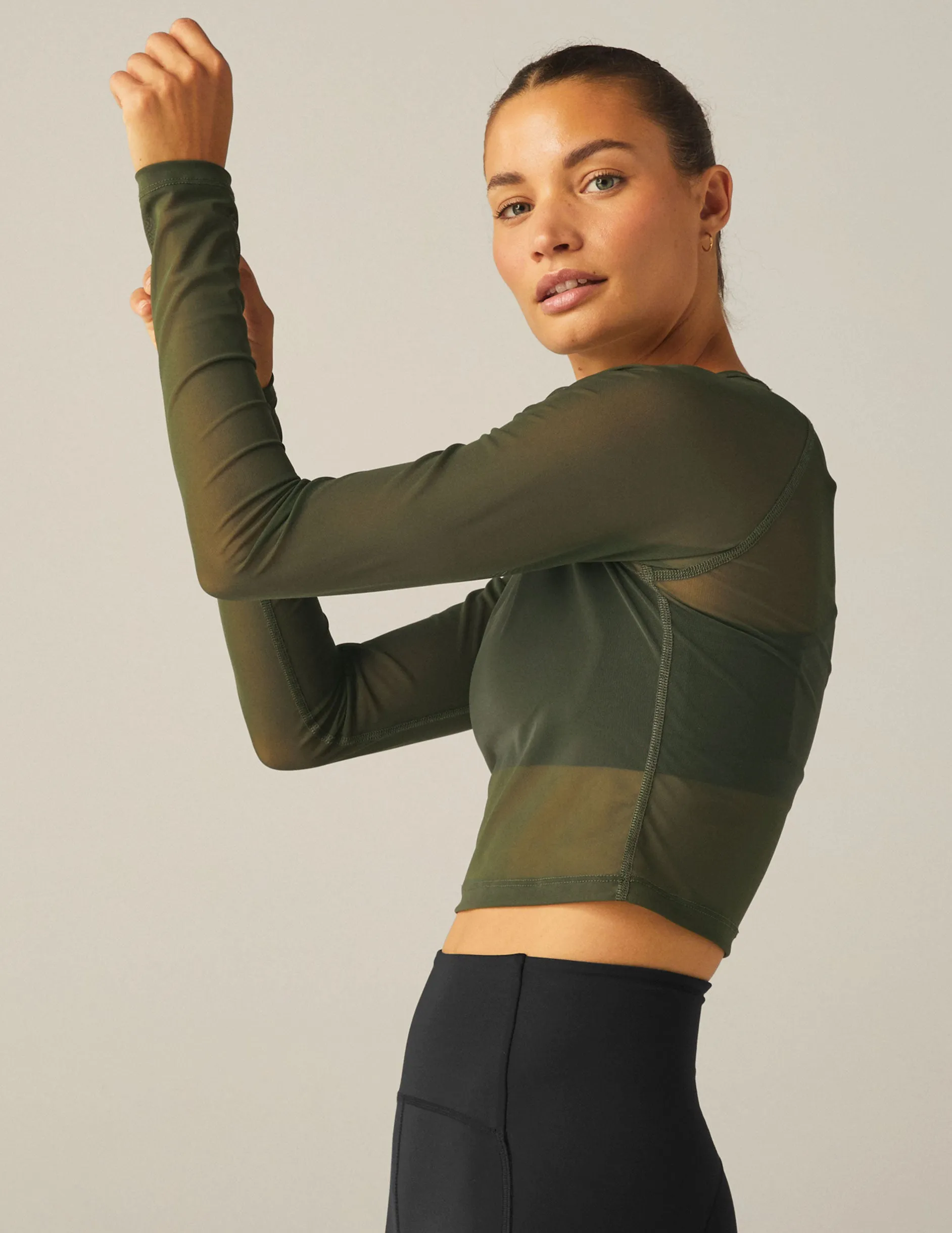 Show Off Mesh Long Sleeve Cropped Top sold by Beyond Yoga product image thumbnail 4