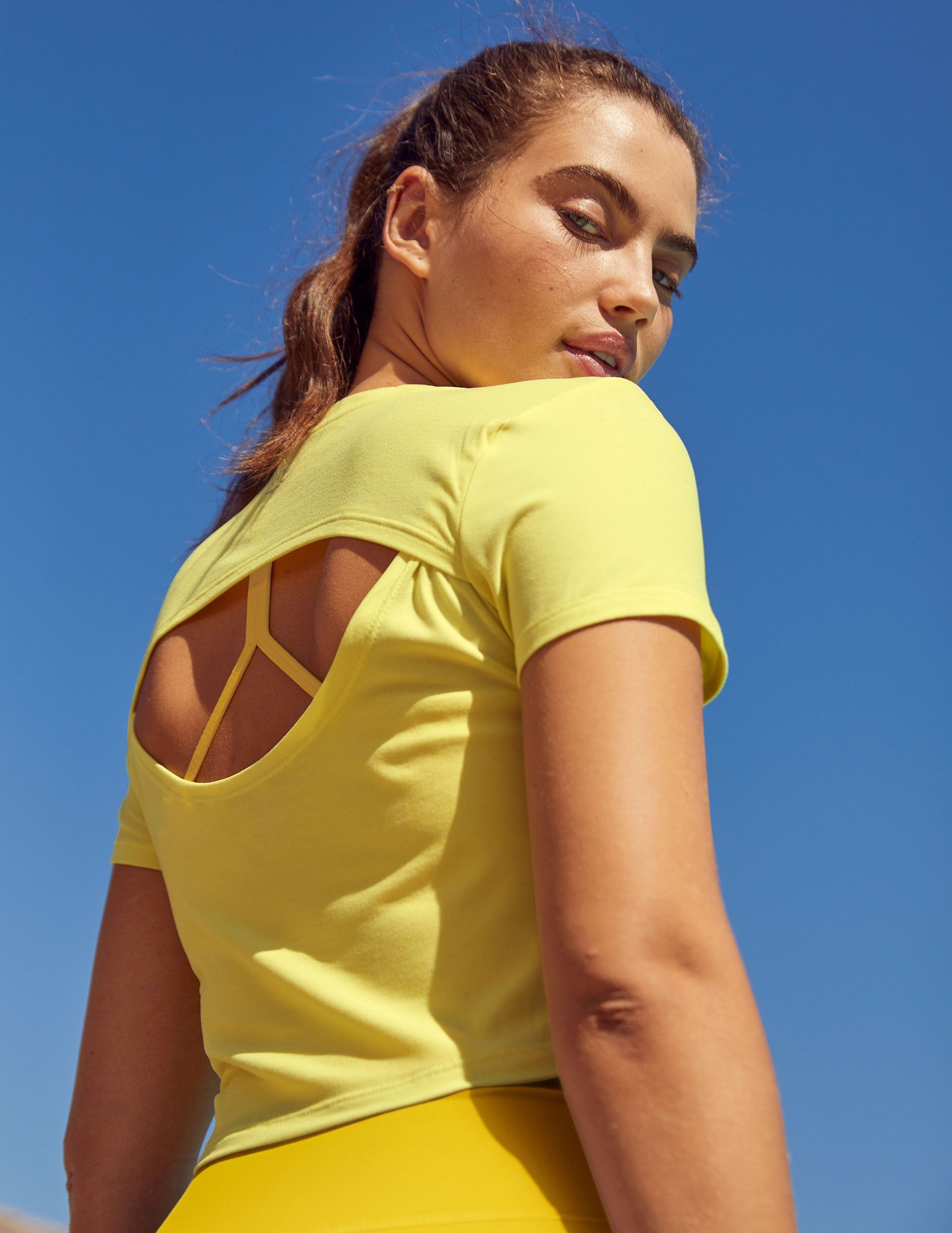 Featherweight Perspective Cropped Tee sold by Beyond Yoga