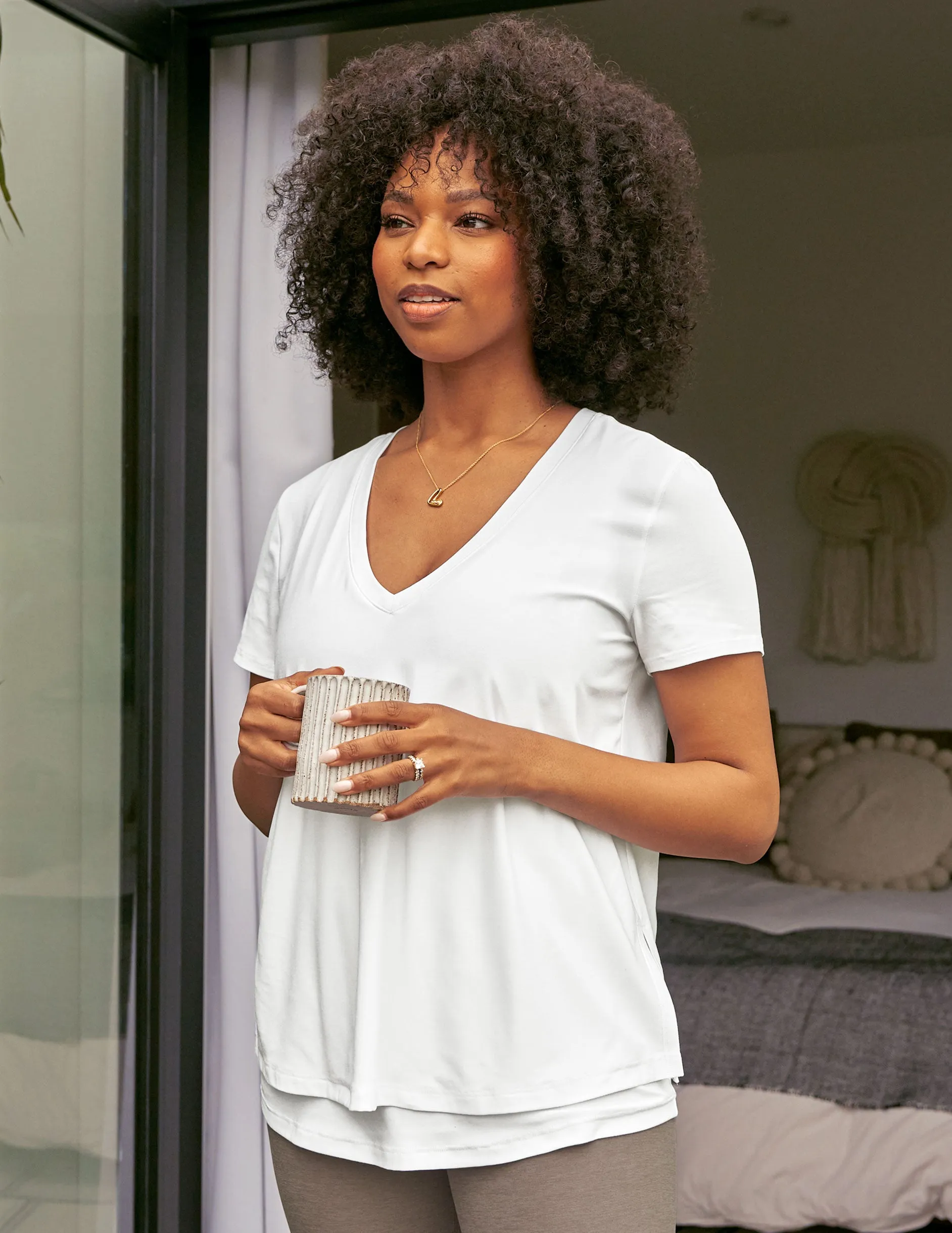 Featherweight Cozy Cover Maternity Nursing Tee sold by Beyond Yoga