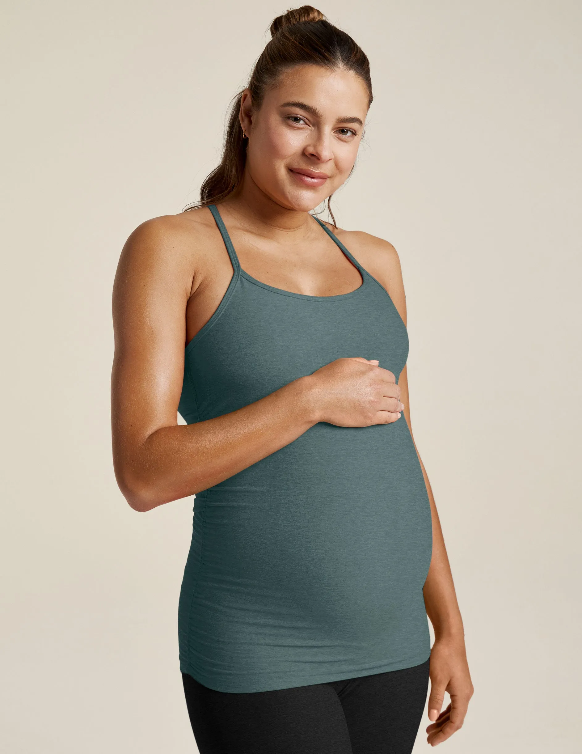 Spacedye Keep Your Cool Maternity Slim Racerback Tank sold by Beyond Yoga
