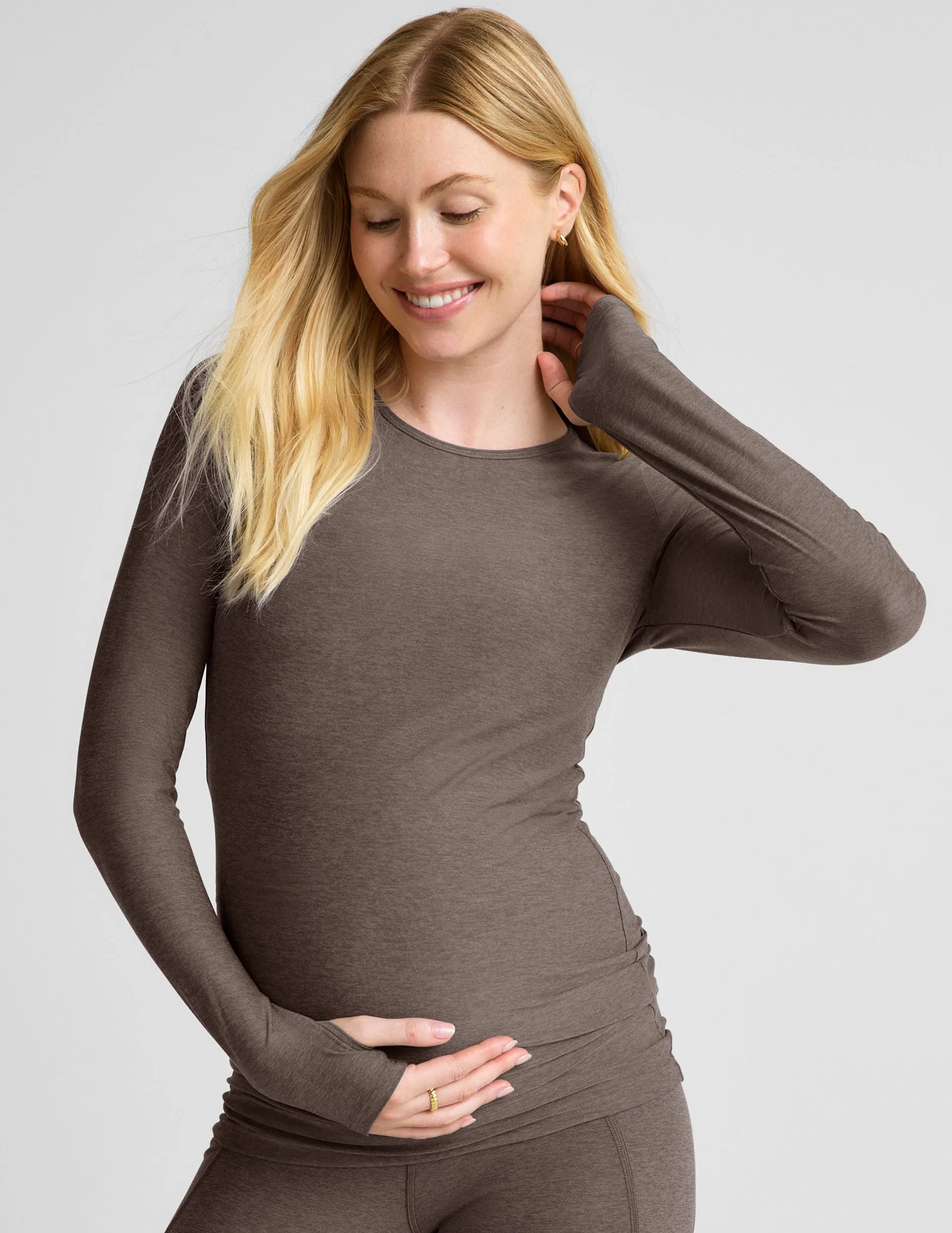 Featherweight Count On Me Maternity Crew Pullover sold by Beyond Yoga