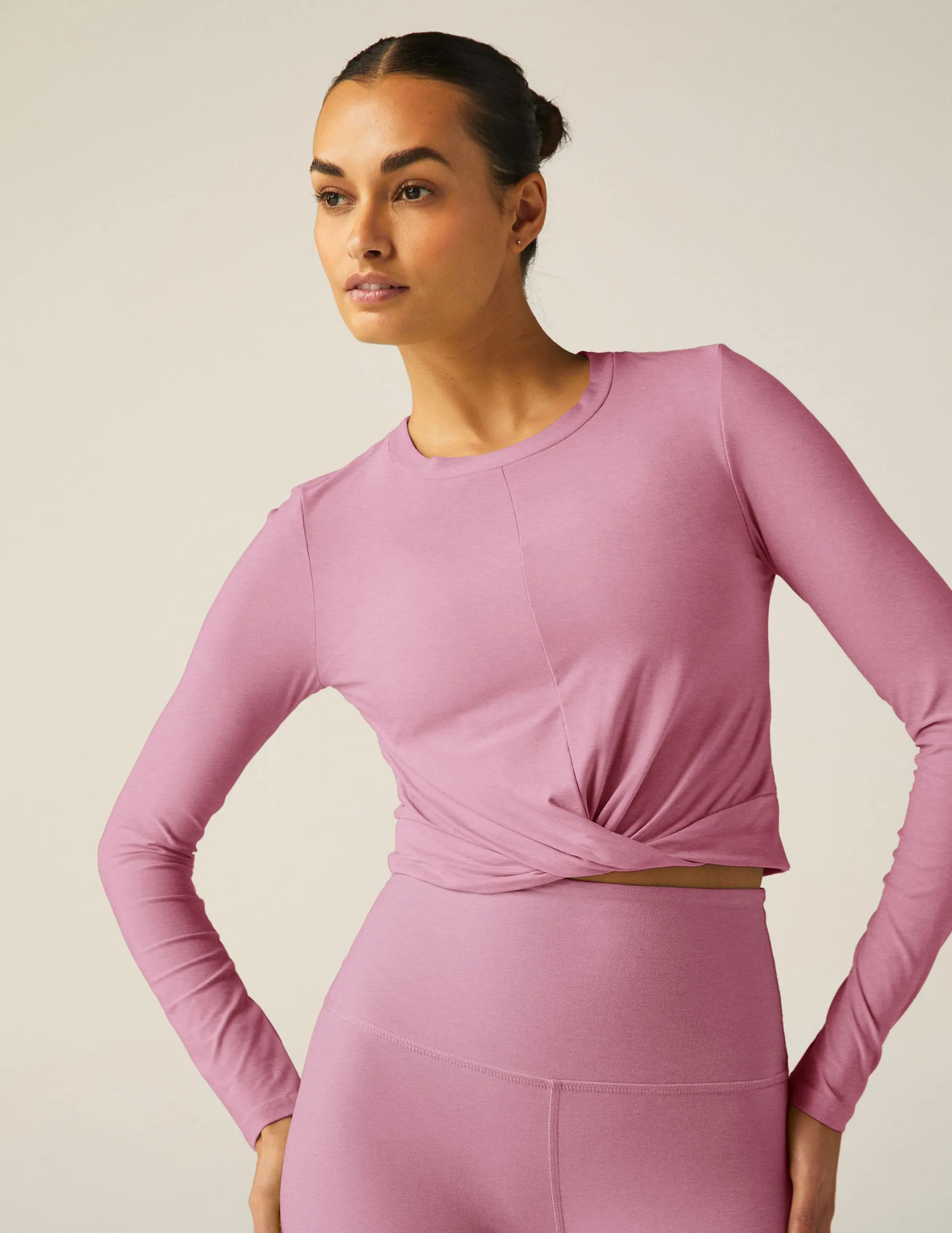 Featherweight Center Stage Cropped Long Sleeve Pullover sold by Beyond Yoga