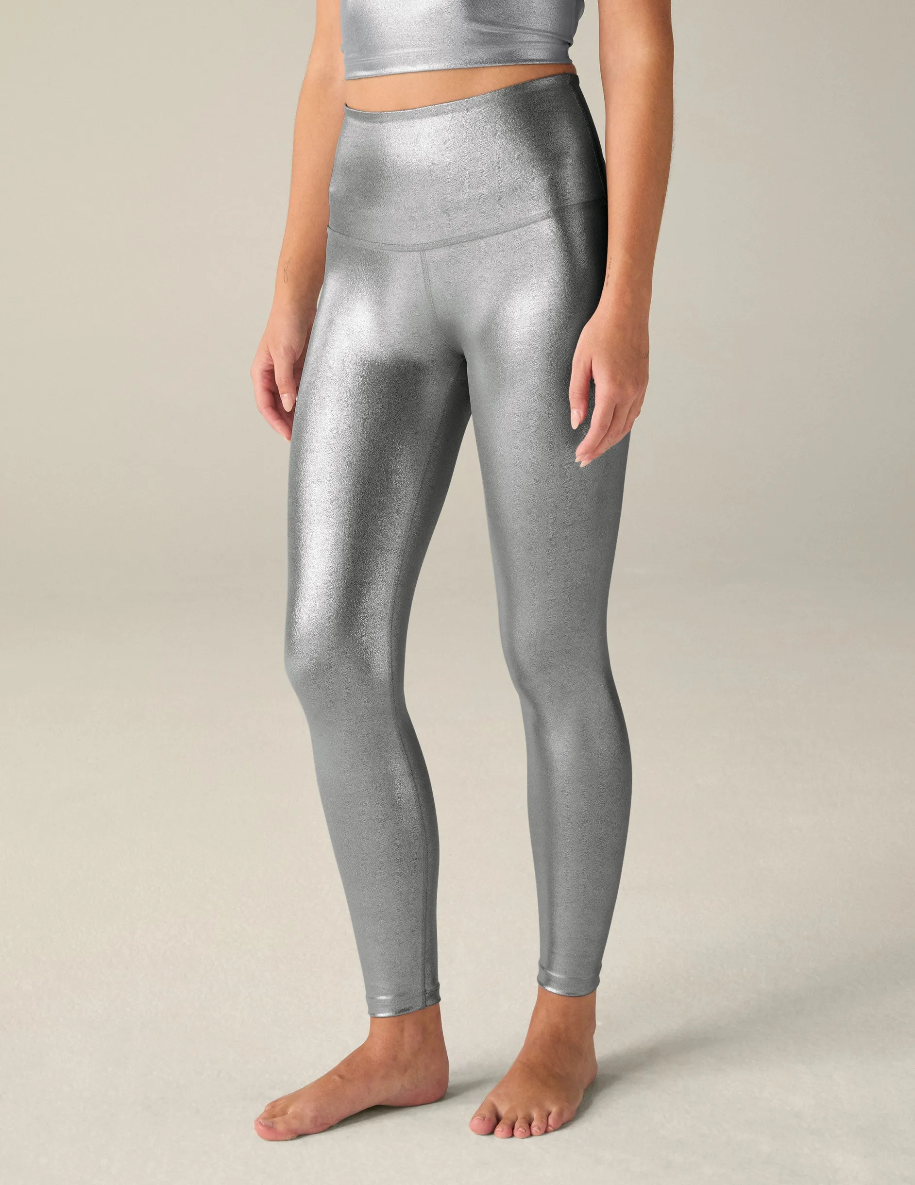 Liquid Silver High Waisted Midi Legging sold by Beyond Yoga product image thumbnail 3