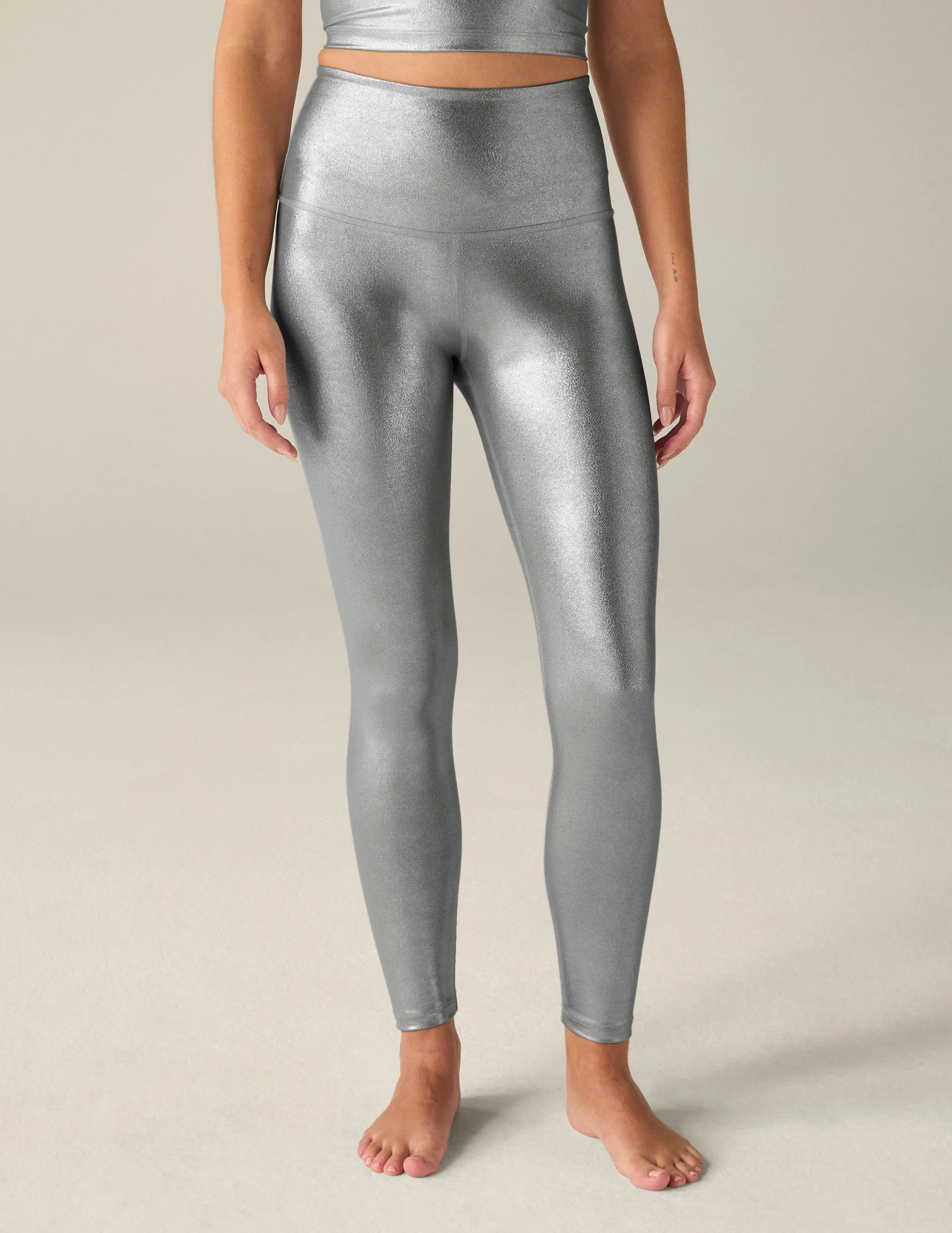 Liquid Silver High Waisted Midi Legging sold by Beyond Yoga product image thumbnail 2