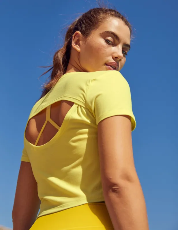 Featherweight Perspective Cropped Tee sold by Beyond Yoga