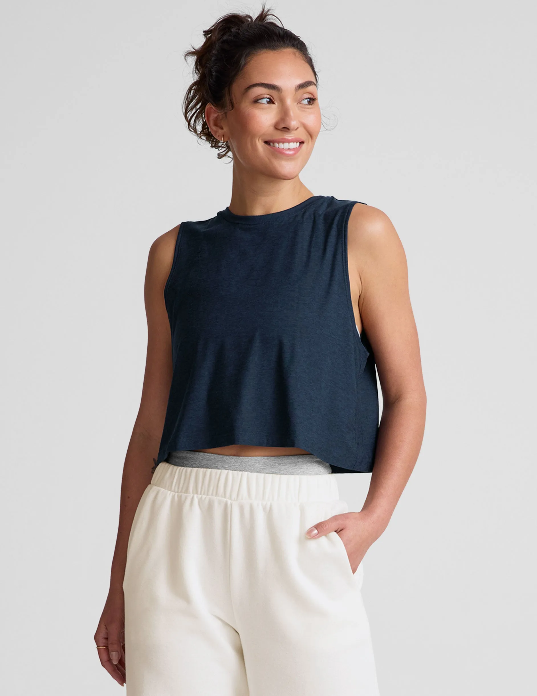 Featherweight Minimal Cropped Tank sold by Beyond Yoga