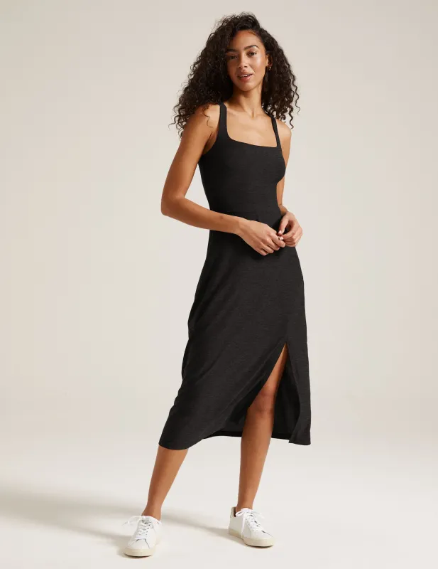 Featherweight Square Neck Slit Midi Dress sold by Beyond Yoga