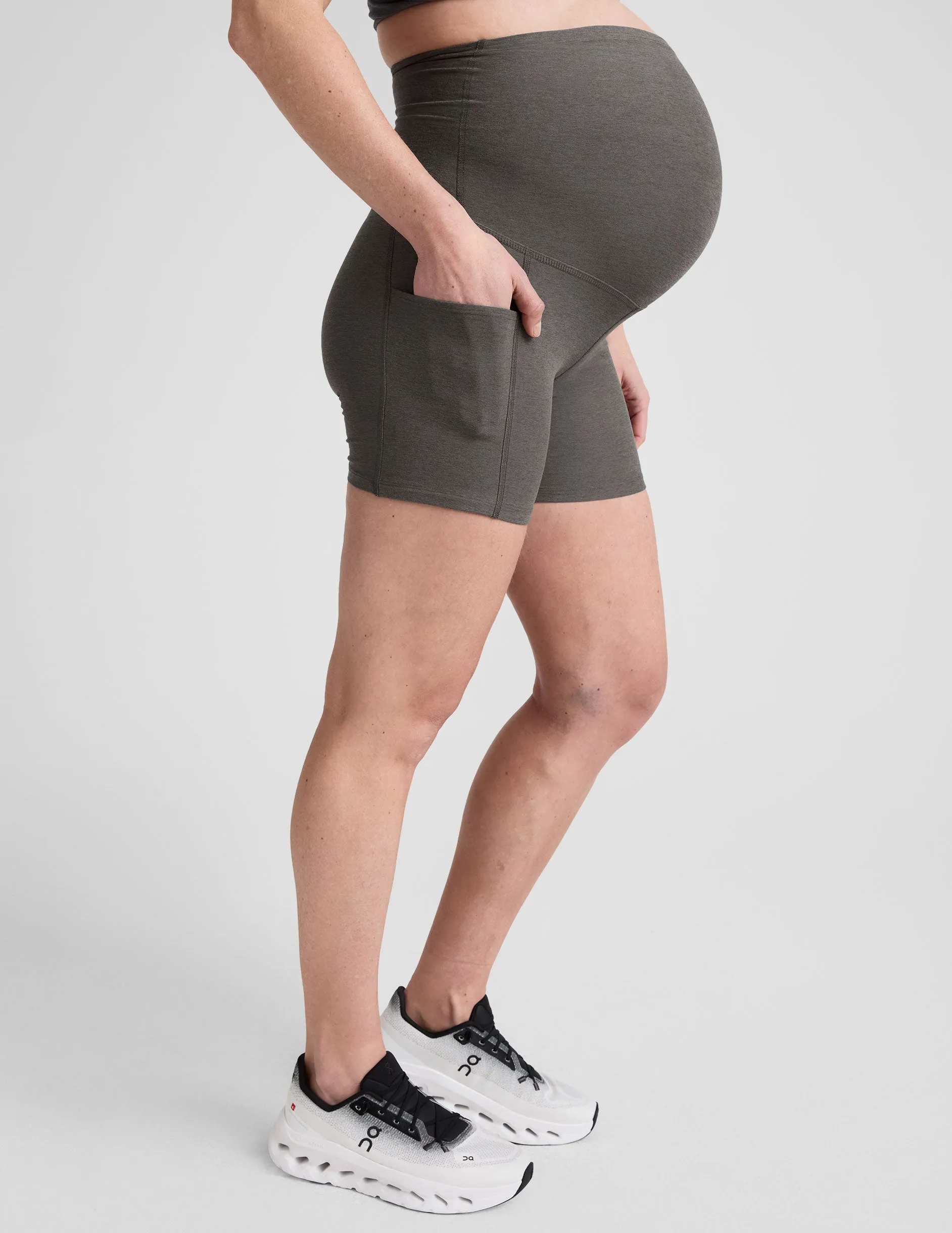 Spacedye Keep Pace 5" Maternity Pocket Biker Short sold by Beyond Yoga