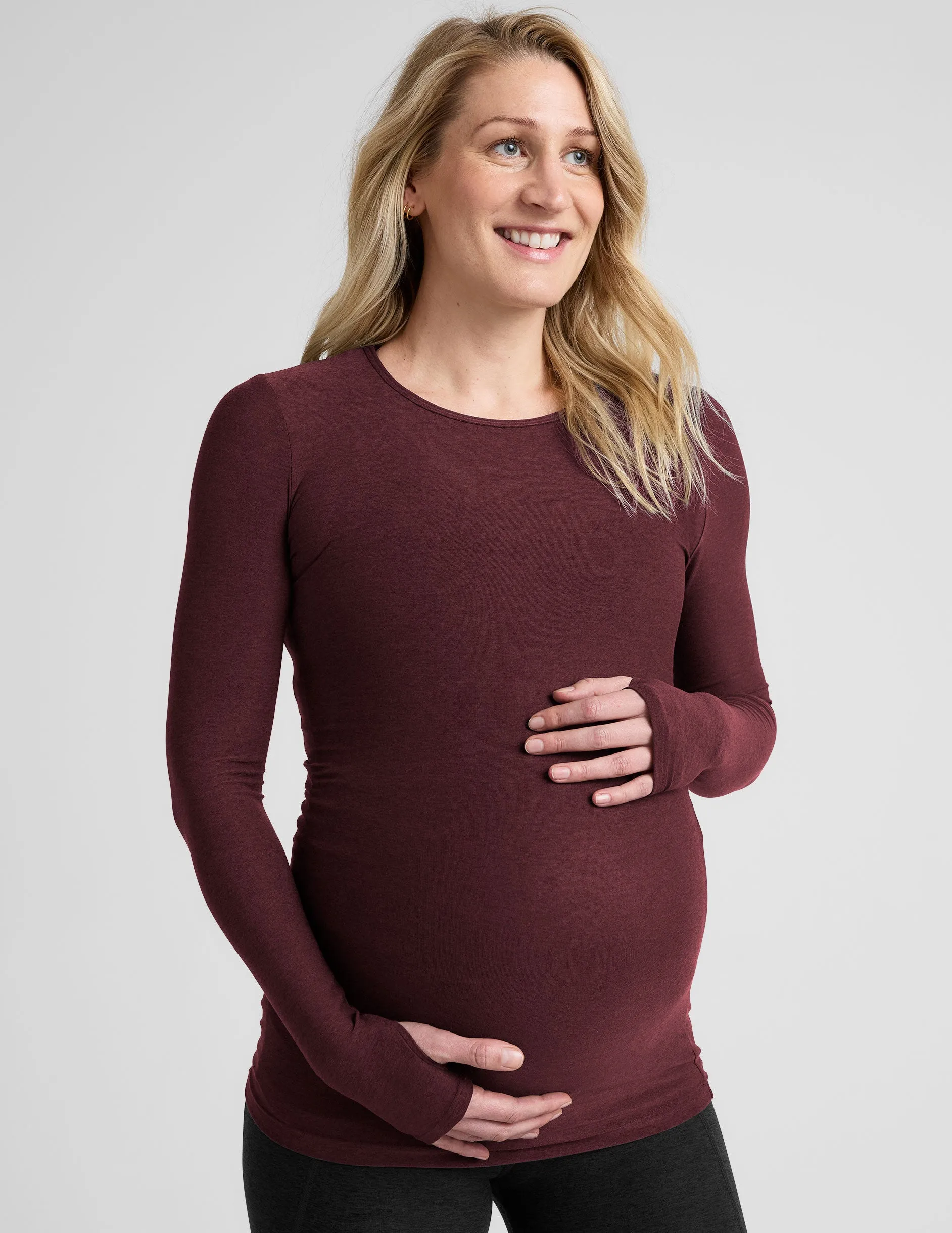 Featherweight Count On Me Maternity Crew Pullover sold by Beyond Yoga