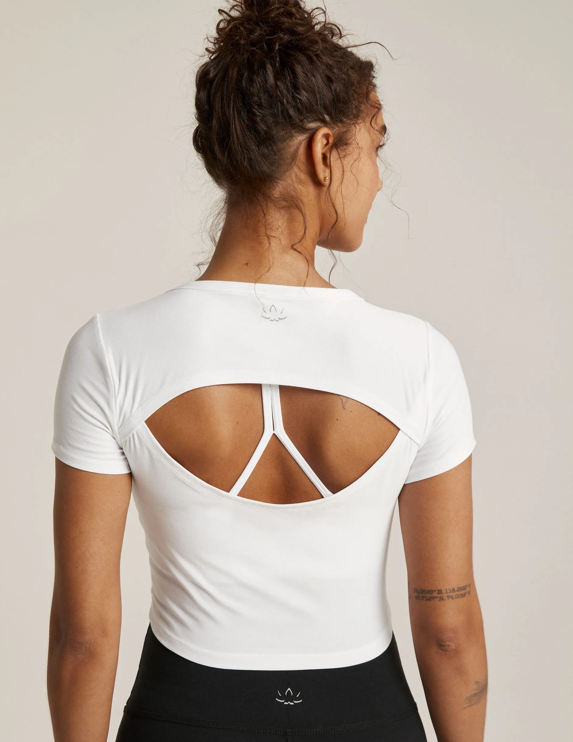 Featherweight Perspective Cropped Tee sold by Beyond Yoga