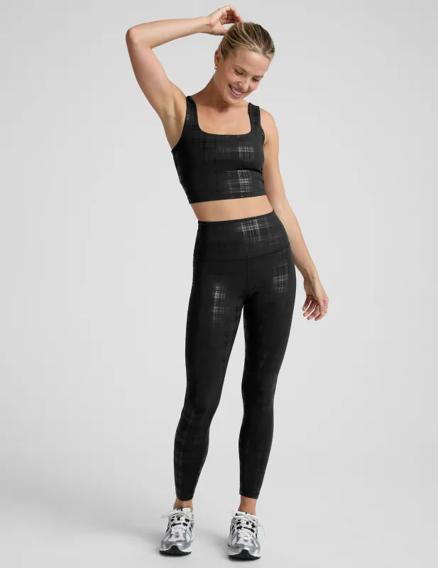 Plaid Foil Black High Waisted Midi Legging sold by Beyond Yoga