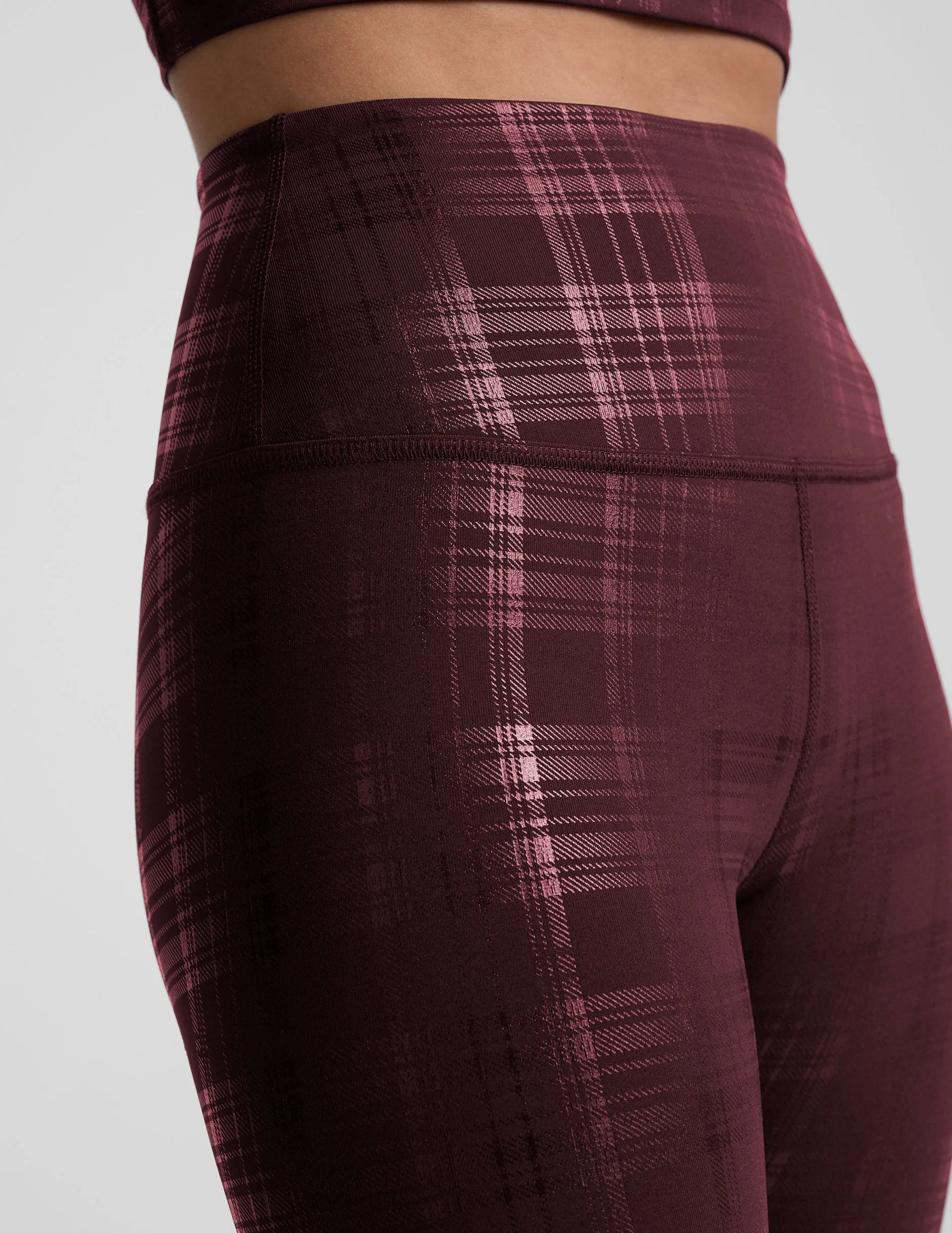 Plaid Foil Burgundy High Waisted Midi Legging sold by Beyond Yoga product image thumbnail 5