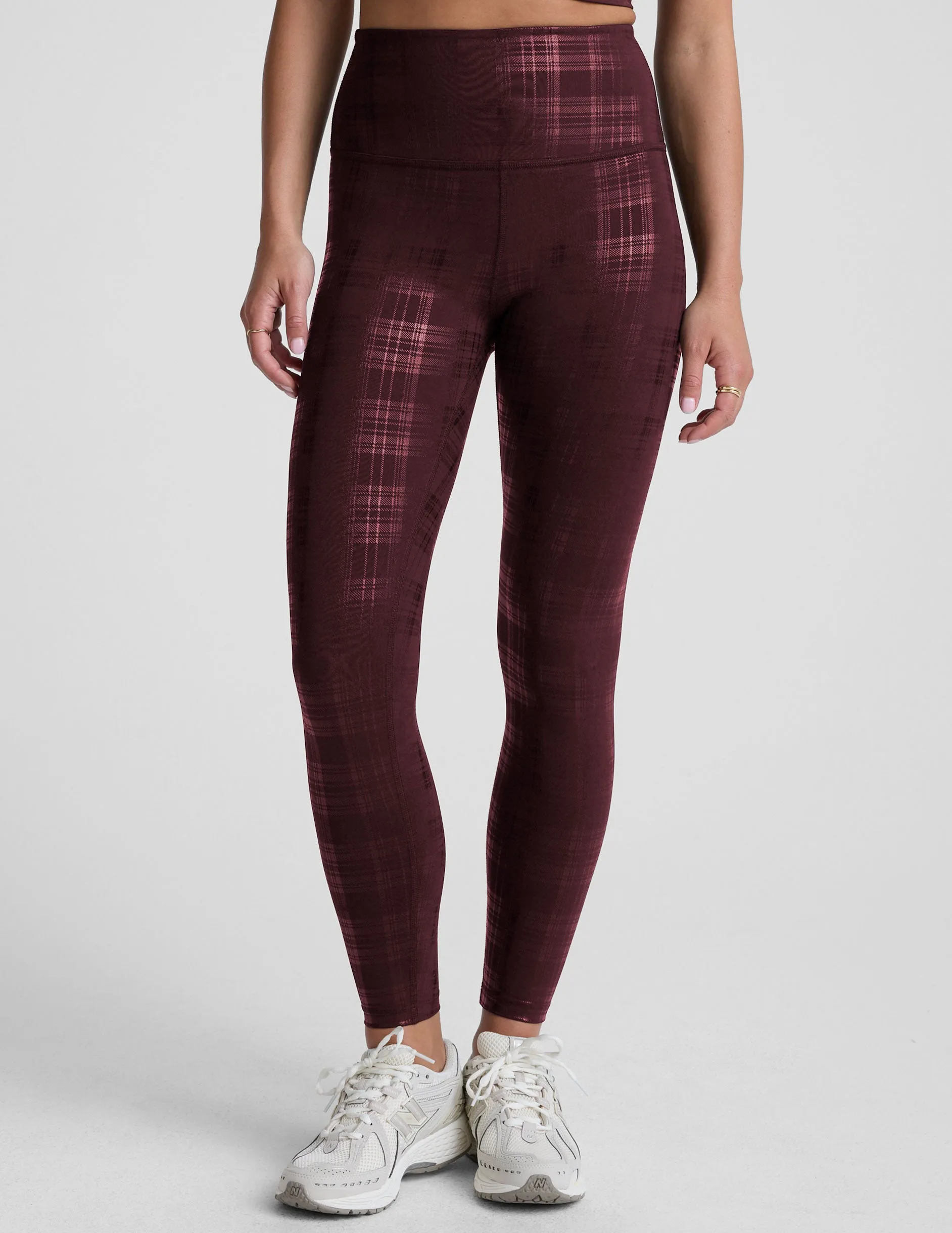 Plaid Foil Burgundy High Waisted Midi Legging sold by Beyond Yoga product image thumbnail 2