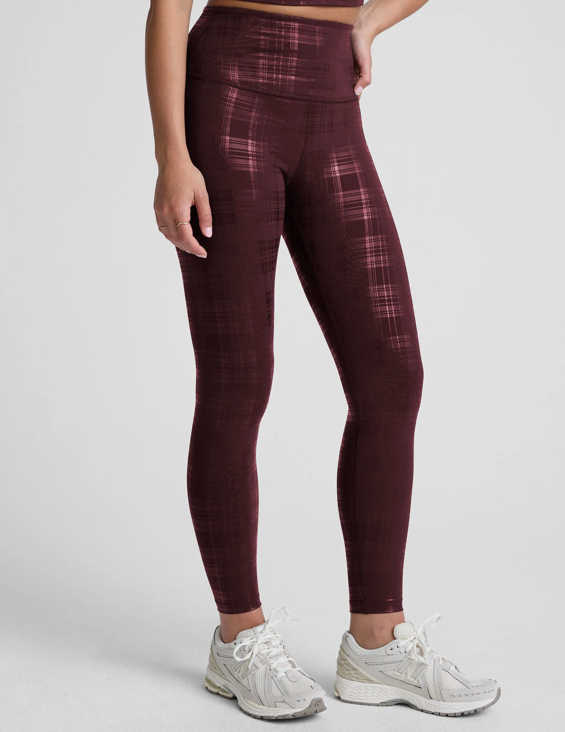 Plaid Foil Burgundy High Waisted Midi Legging sold by Beyond Yoga product image thumbnail 3