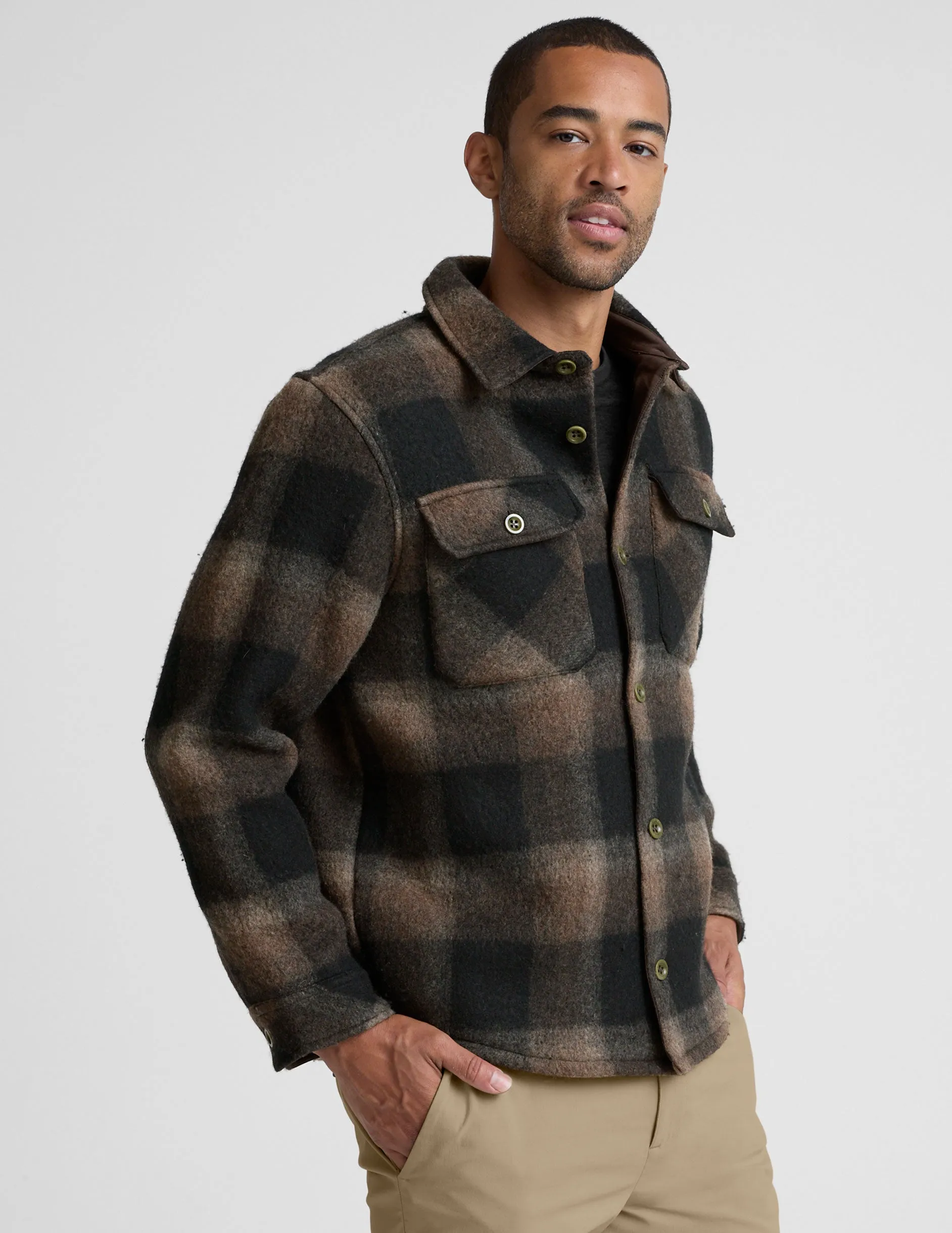 Plaid Wool Blend Men's Shirt Jacket sold by Beyond Yoga product image thumbnail 2