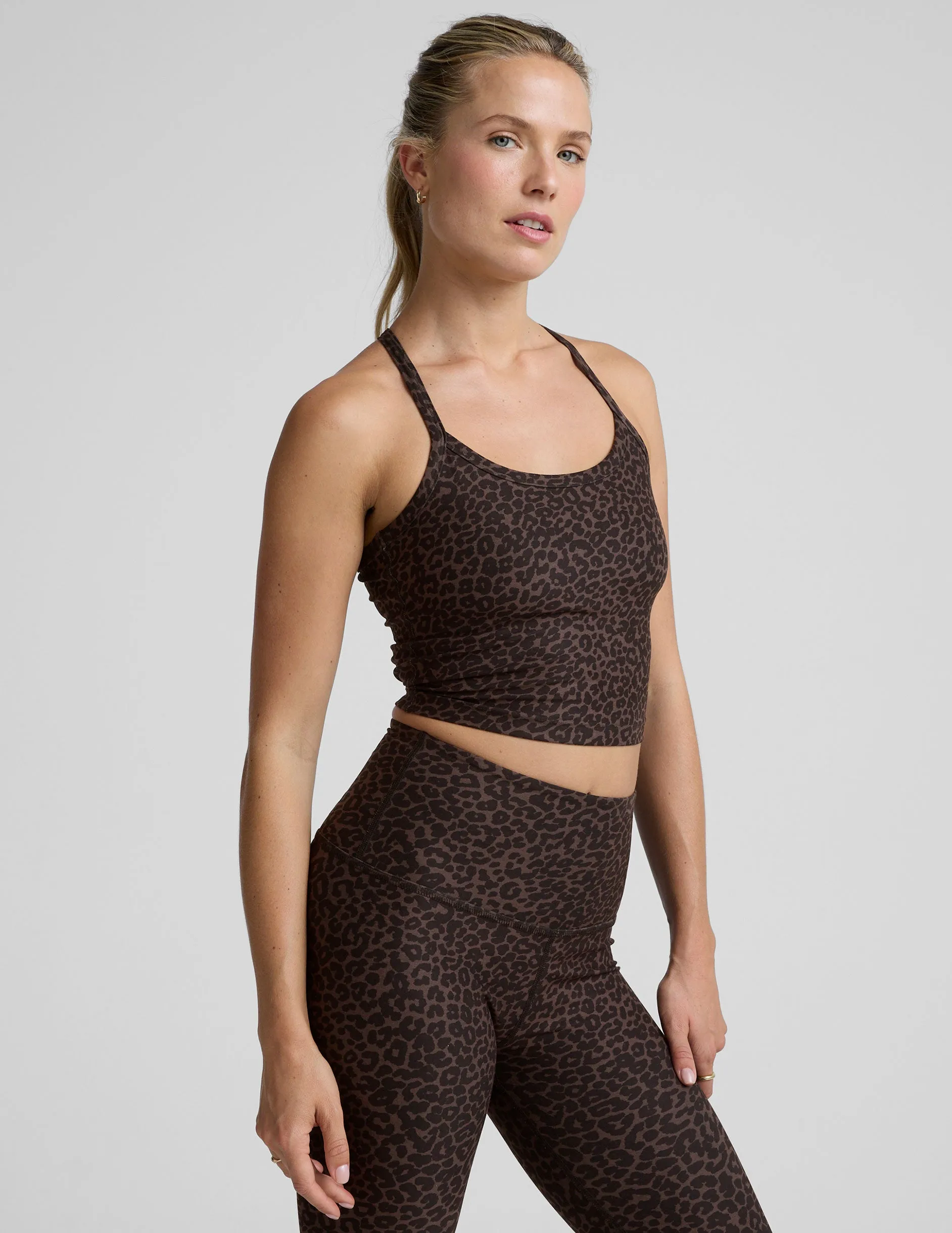 Espresso Leopard SoftMark Slim Racerback Cropped Tank sold by Beyond Yoga product image thumbnail 4