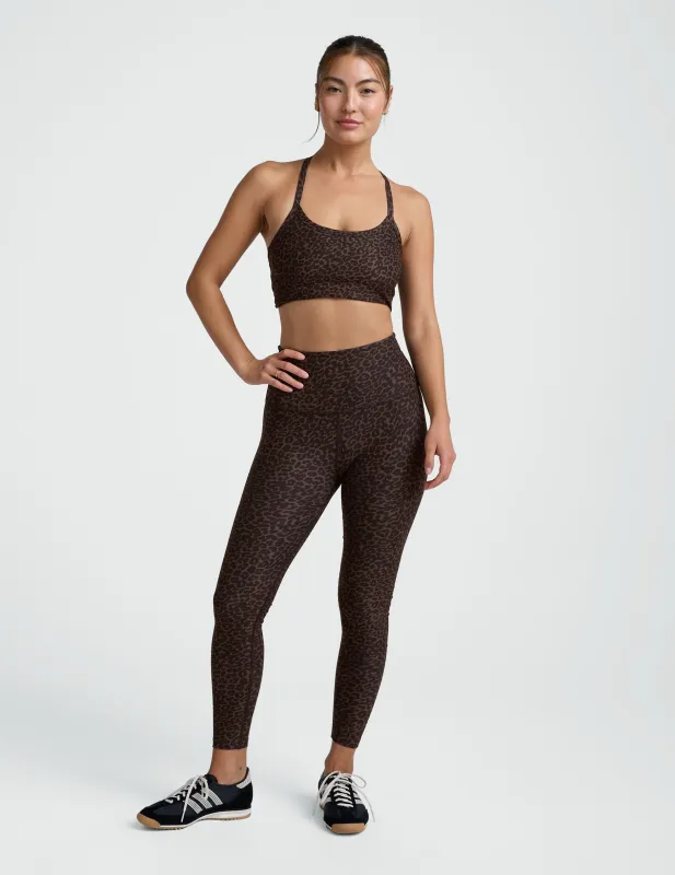 Espresso Leopard Softmark Slim Racerback Bra sold by Beyond Yoga