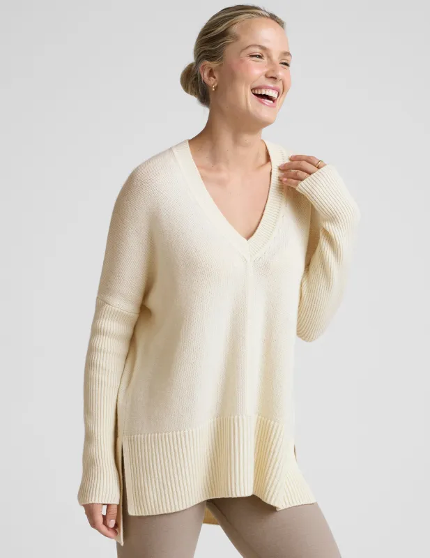 Wool-Cashmere V-Neck Sweater sold by Beyond Yoga
