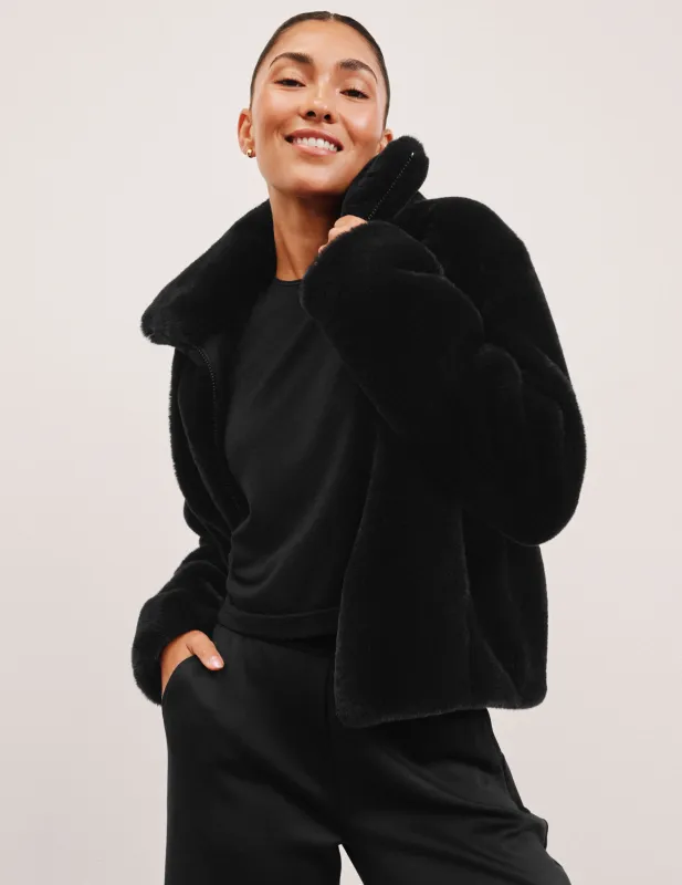 On The List Faux Fur Jacket sold by Beyond Yoga