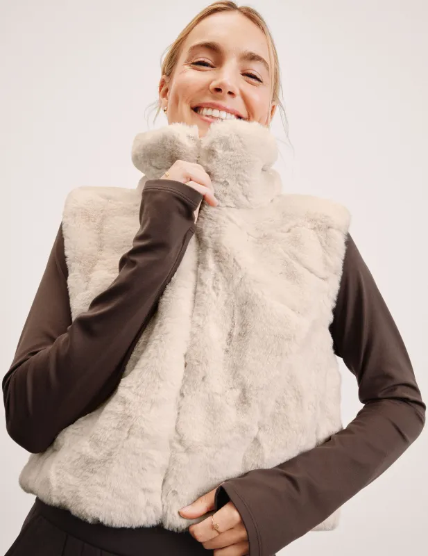 On The List Faux Fur Vest made by Beyond Yoga