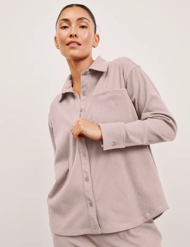 Breathe Easy Comfort Cord Button Up sold by Beyond Yoga